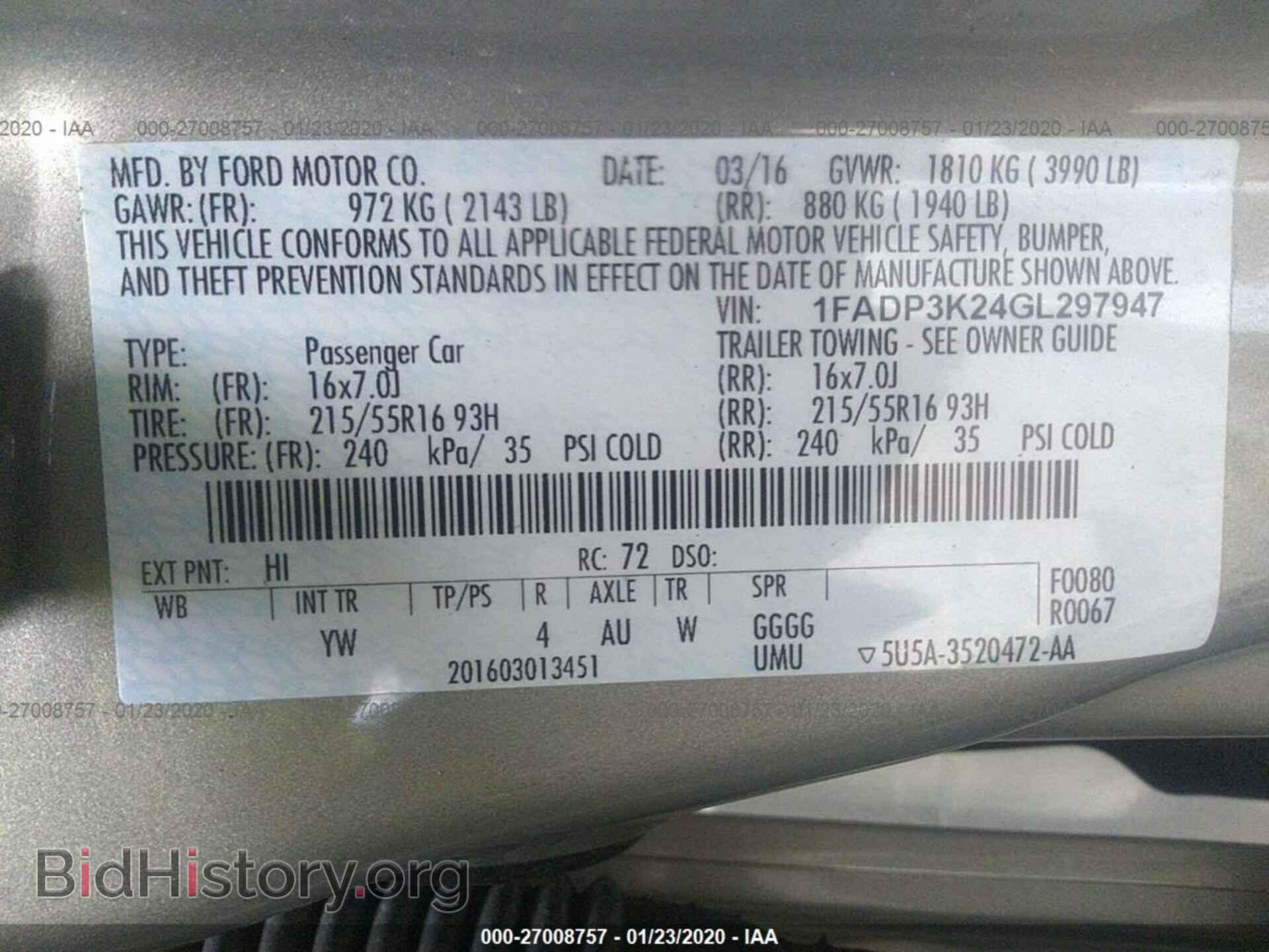 2016 FORD FOCUS - VIN: 1FADP3K24GL297947 - Фото 9