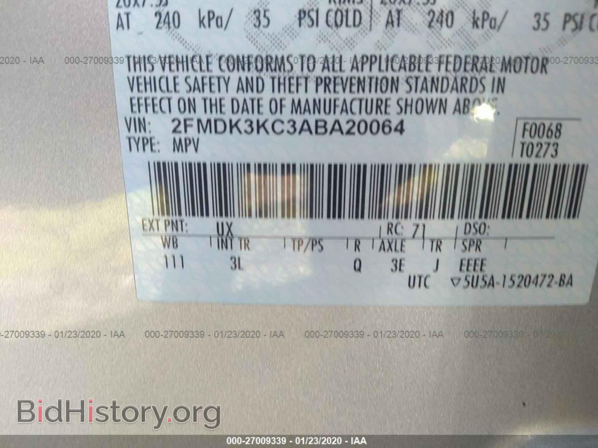 2010 FORD EDGE - VIN: 2FMDK3KC3ABA20064 - Фото 9