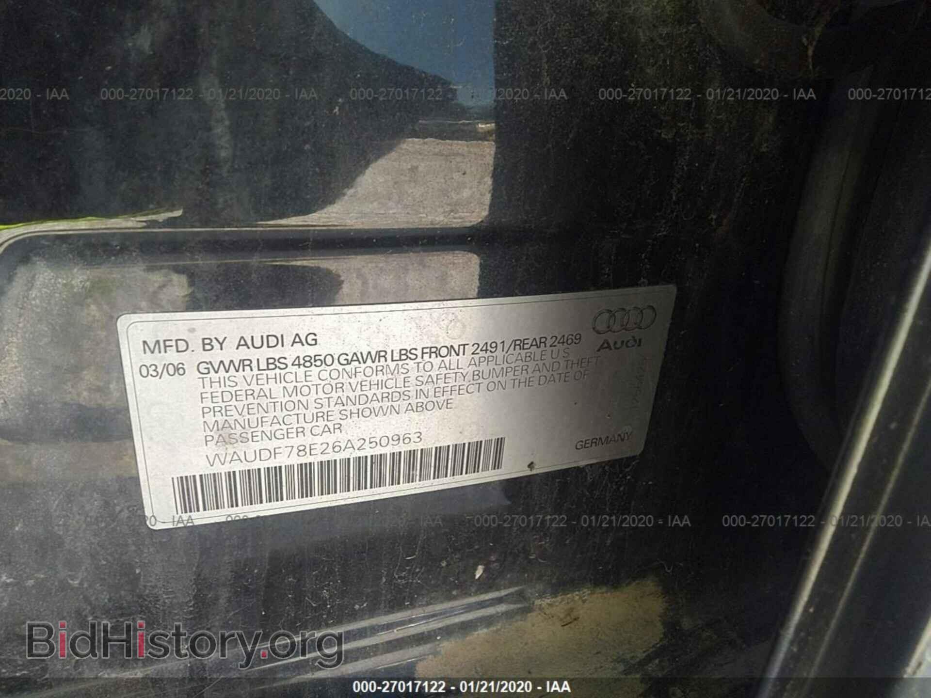 2006 AUDI A4 - VIN: WAUDF78E26A250963 - Фото 9