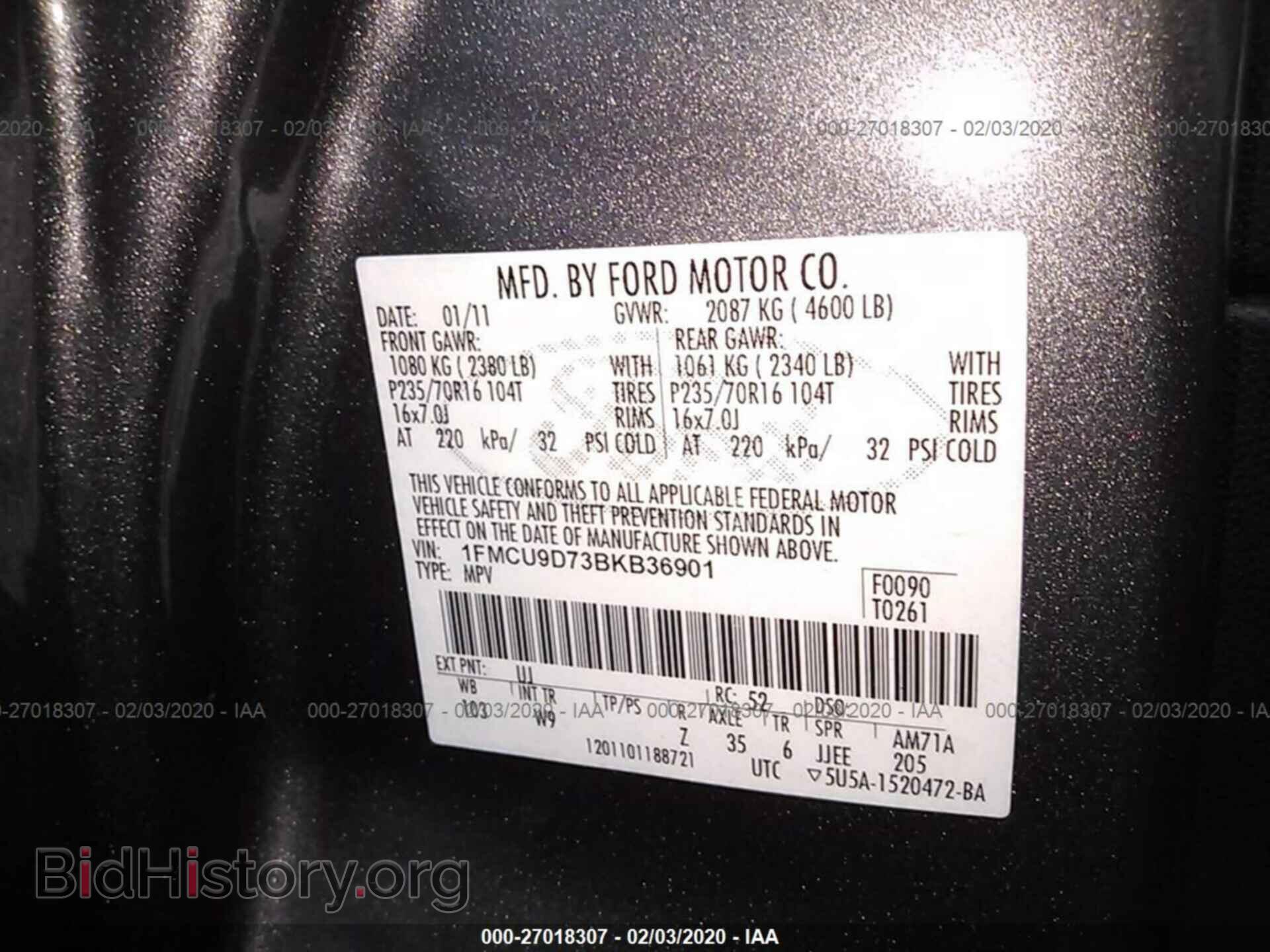 2011 FORD ESCAPE - VIN: 1FMCU9D73BKB36901 - Photo 9