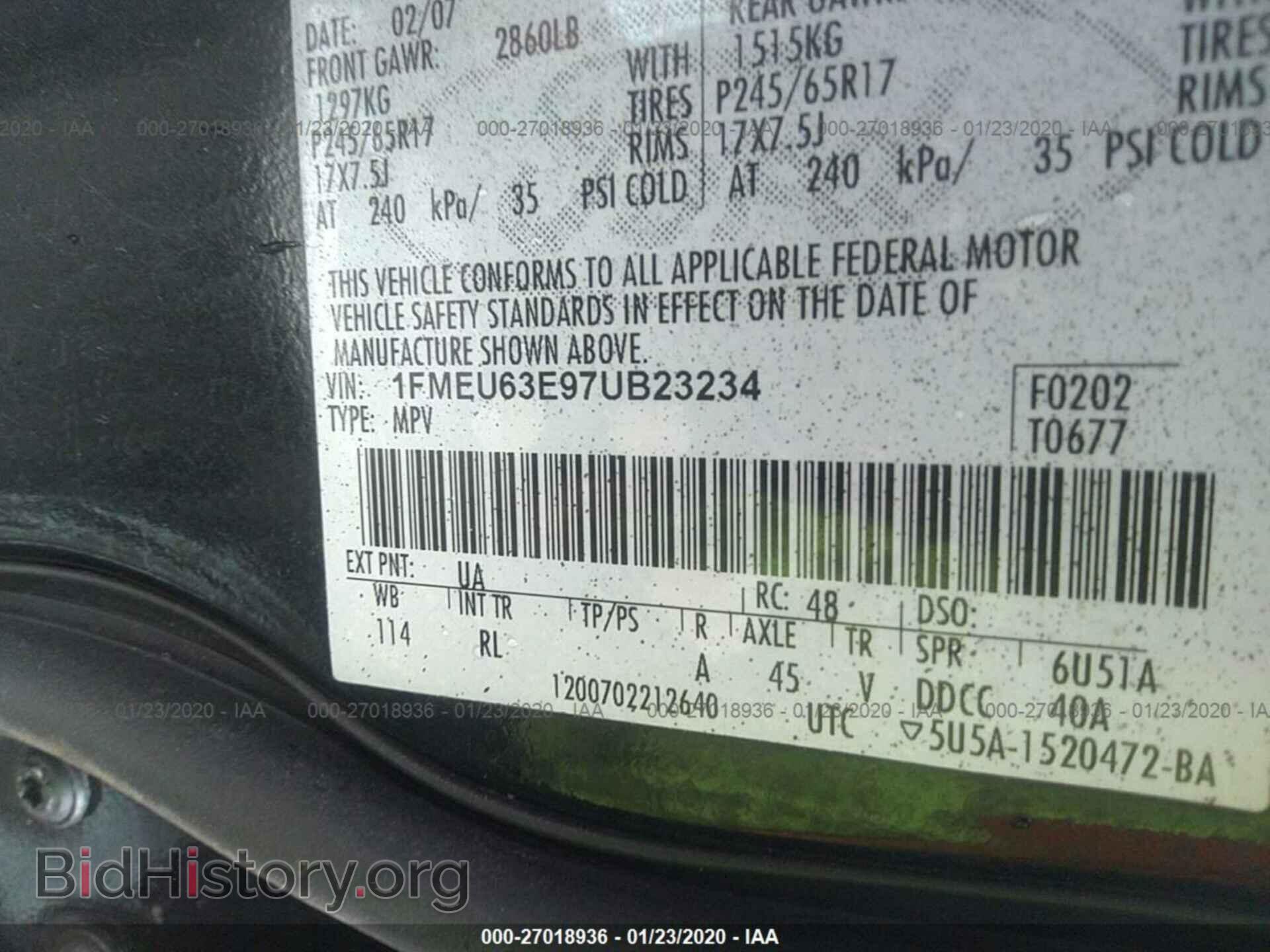 2007 FORD EXPLORER - VIN: 1FMEU63E97UB23234 - Photo 9