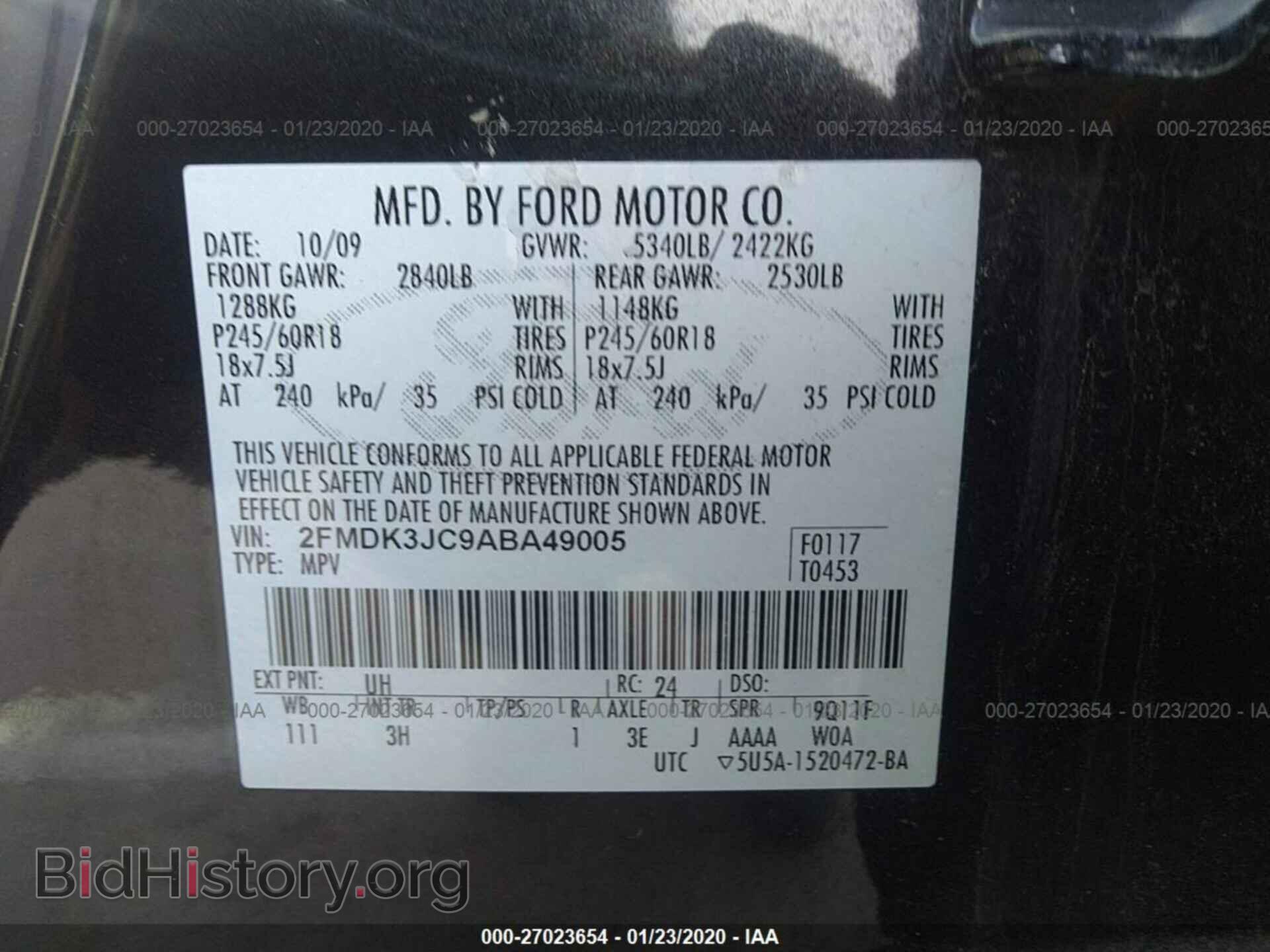 2010 FORD EDGE - VIN: 2FMDK3JC9ABA49005 - Photo 9