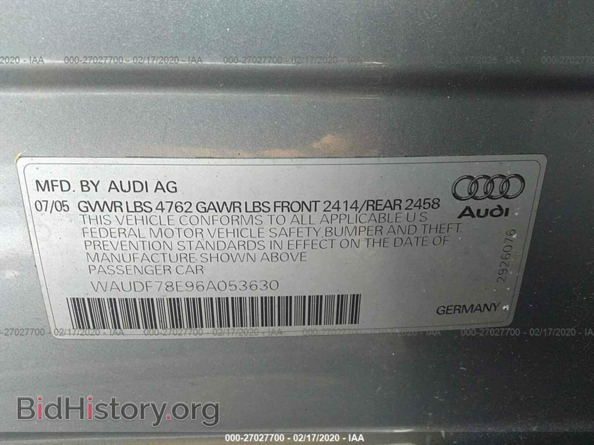 2006 AUDI A4 - VIN: WAUDF78E96A053630 - Фото 9