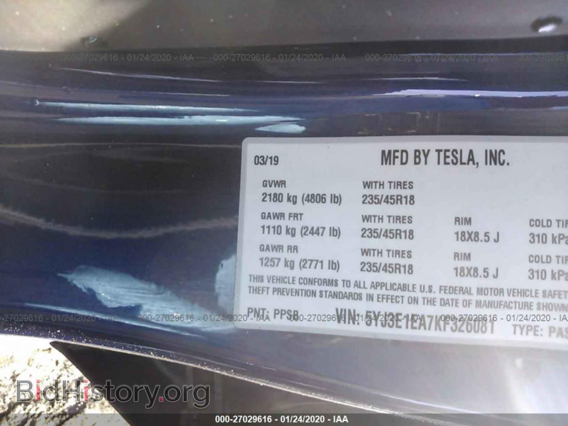 2019 TESLA MODEL 3 - VIN: 5YJ3E1EA7KF326081 - Photo 9