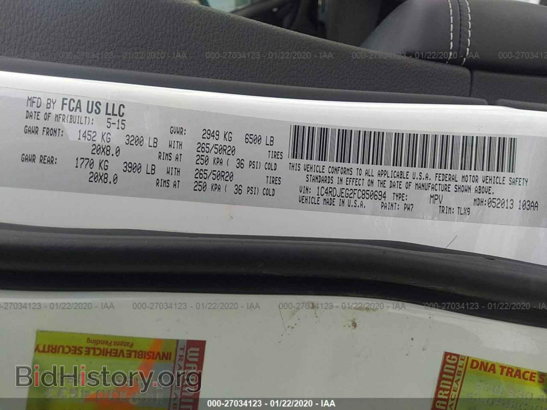 2015 DODGE DURANGO - VIN: 1C4RDJEG2FC850694 - Photo 9