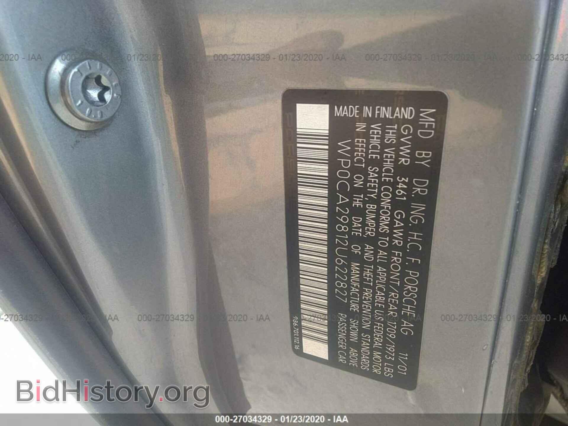 2002 PORSCHE BOXSTER - VIN: WP0CA29812U622827 - Фото 9