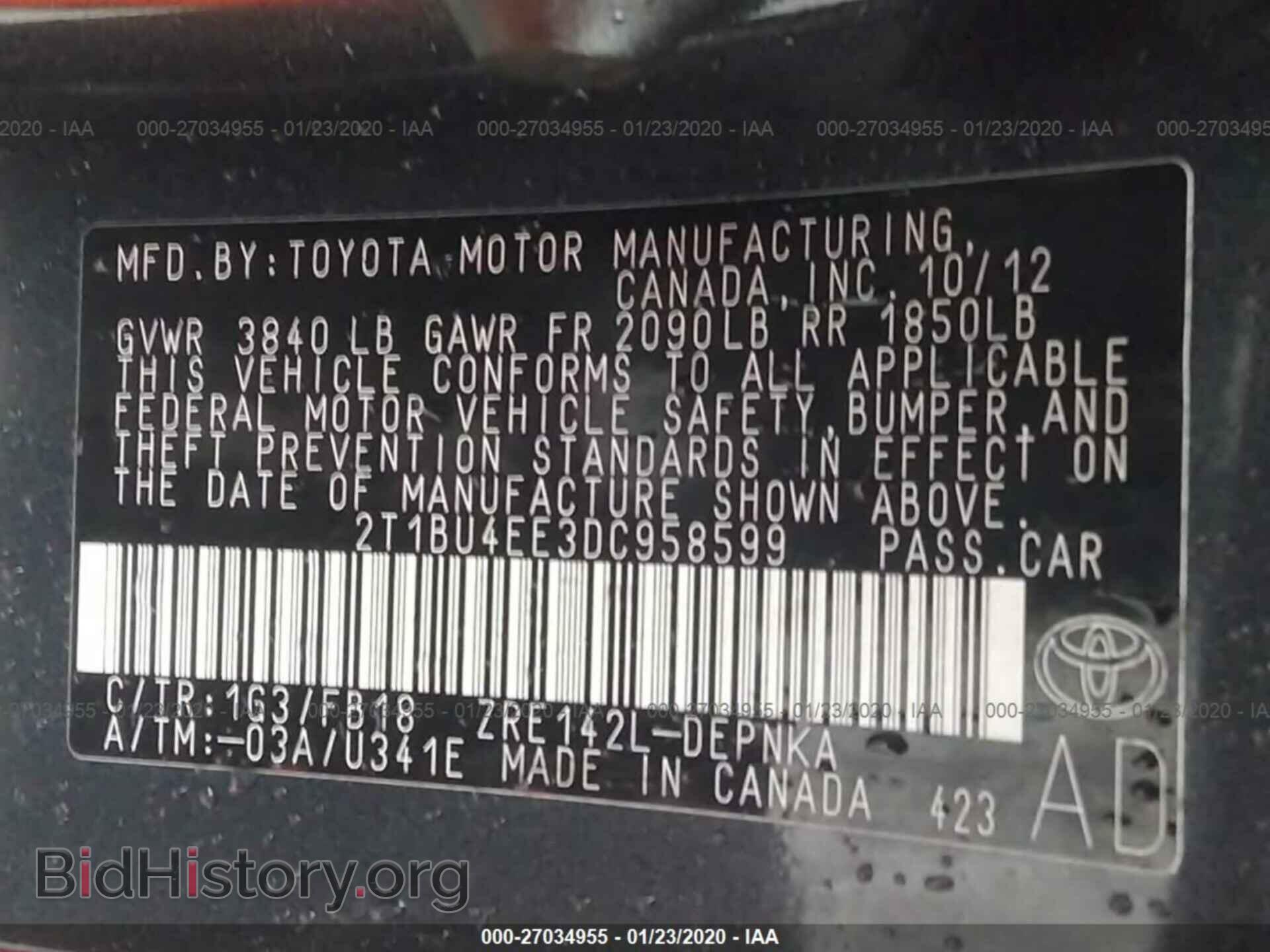 2013 TOYOTA COROLLA - VIN: 2T1BU4EE3DC958599 - Фото 9