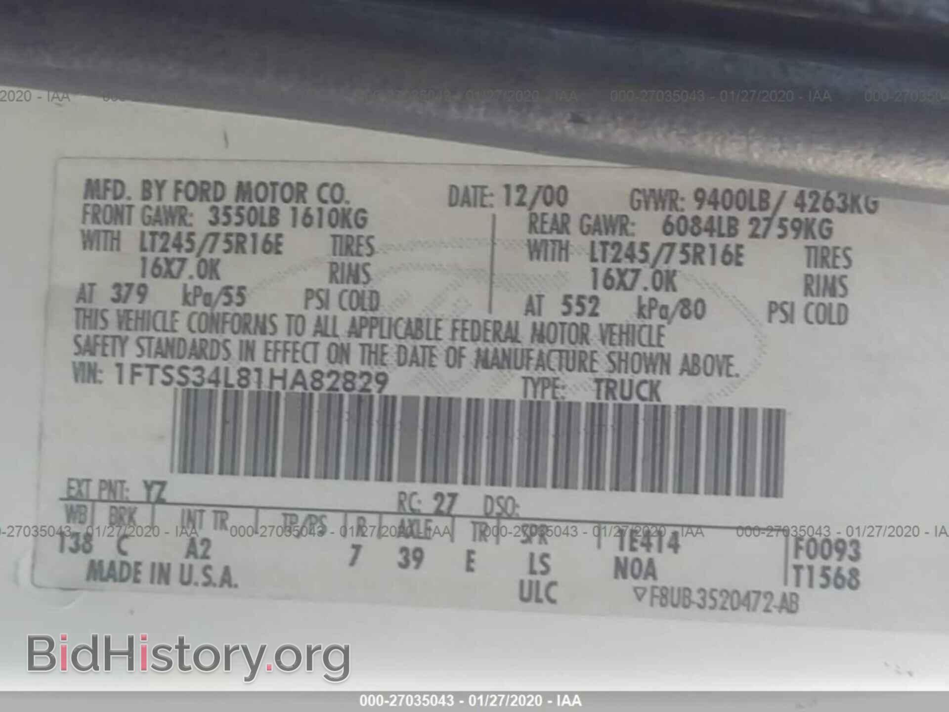 2001 FORD ECONOLINE - VIN: 1FTSS34L81HA82829 - Photo 9
