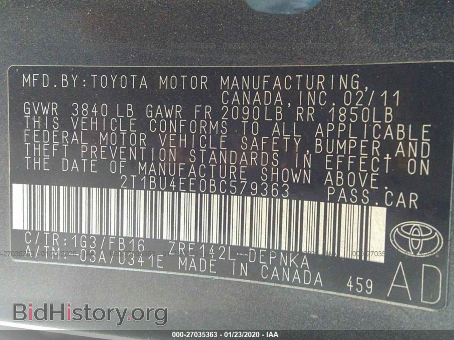 2011 TOYOTA COROLLA - VIN: 2T1BU4EE0BC579363 - Фото 9