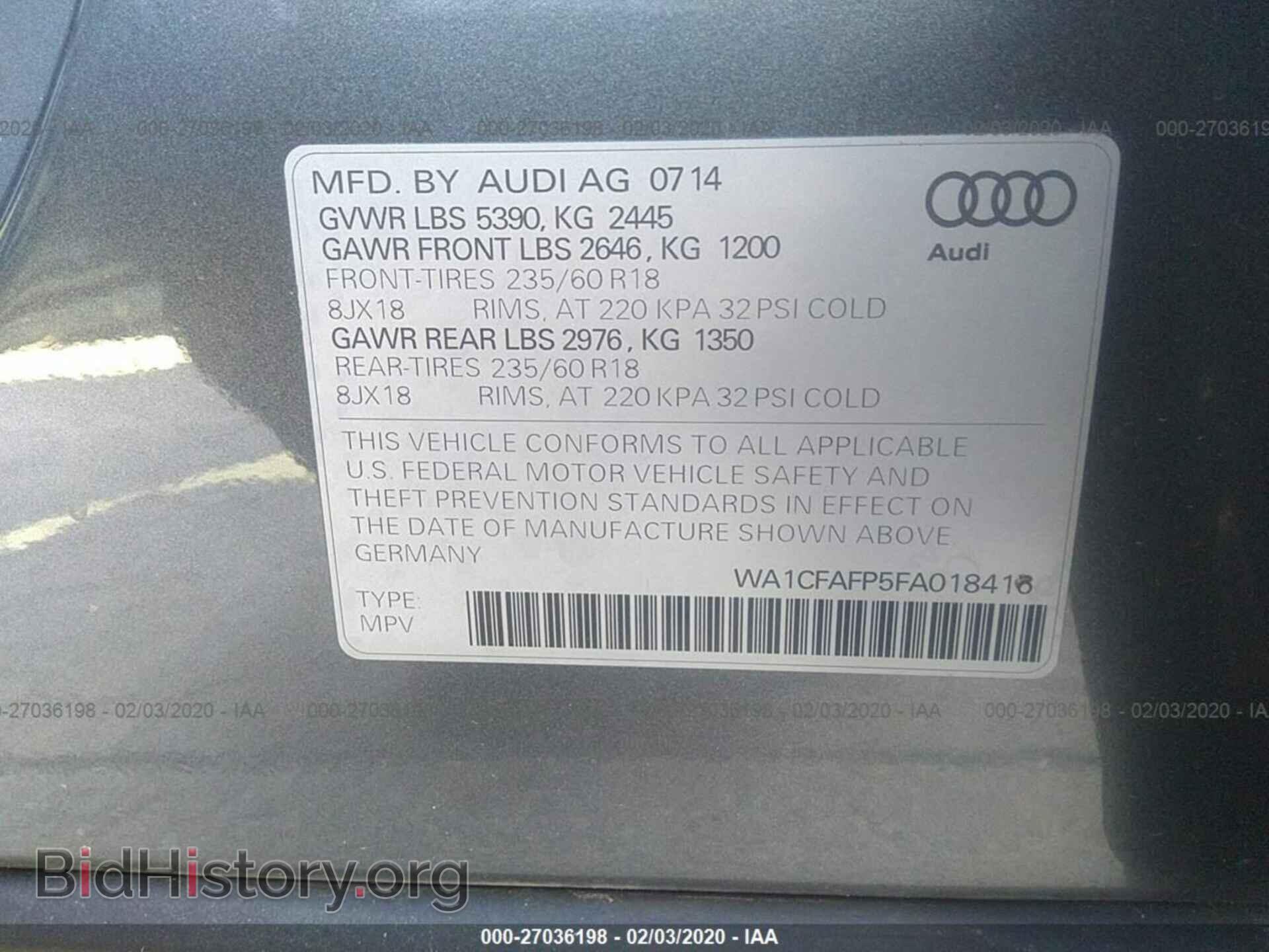 2015 AUDI Q5 - VIN: WA1CFAFP5FA018416 - Photo 9