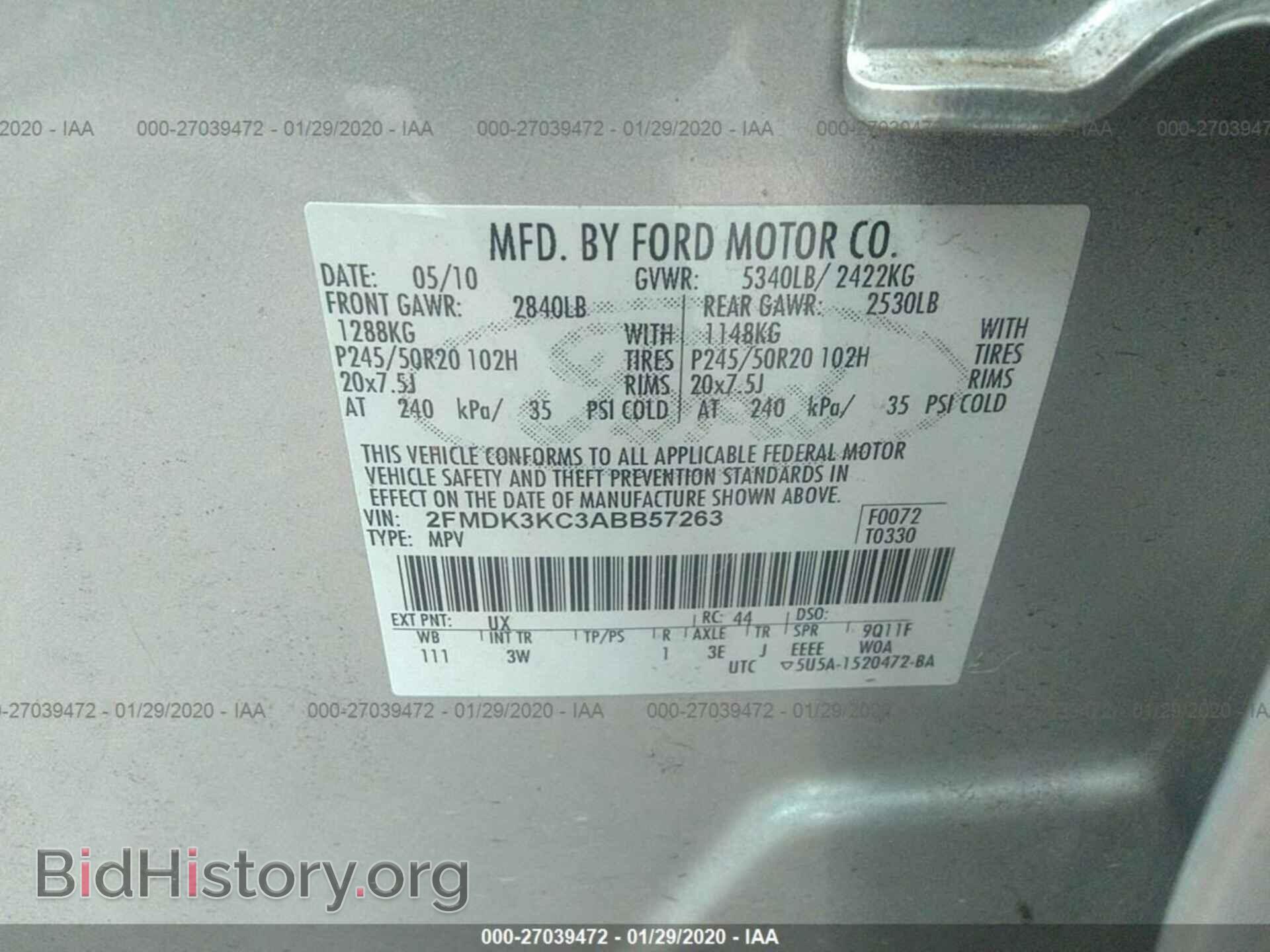 2010 FORD EDGE - VIN: 2FMDK3KC3ABB57263 - Фото 9