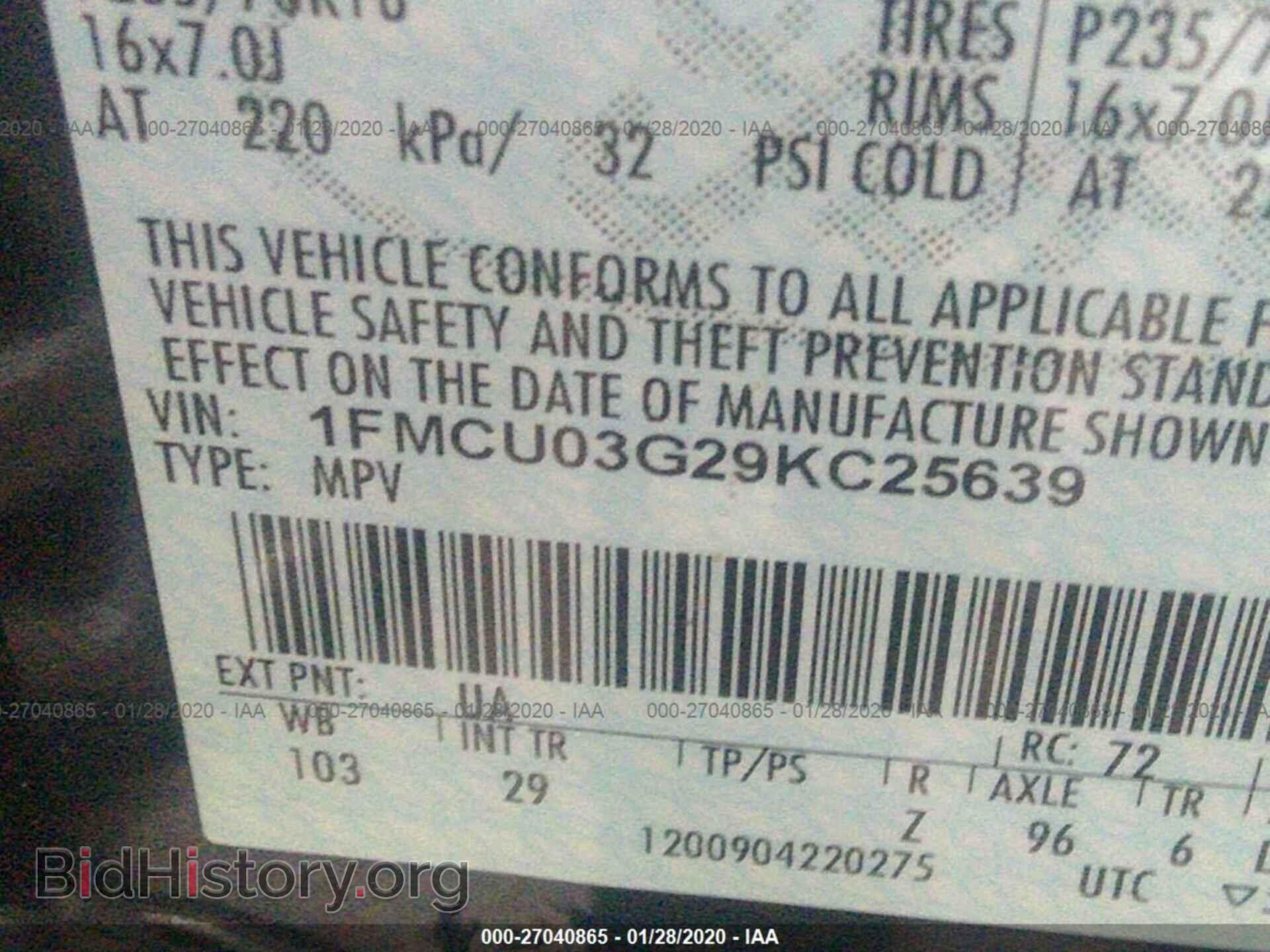 2009 FORD ESCAPE - VIN: 1FMCU03G29KC25639 - Photo 9