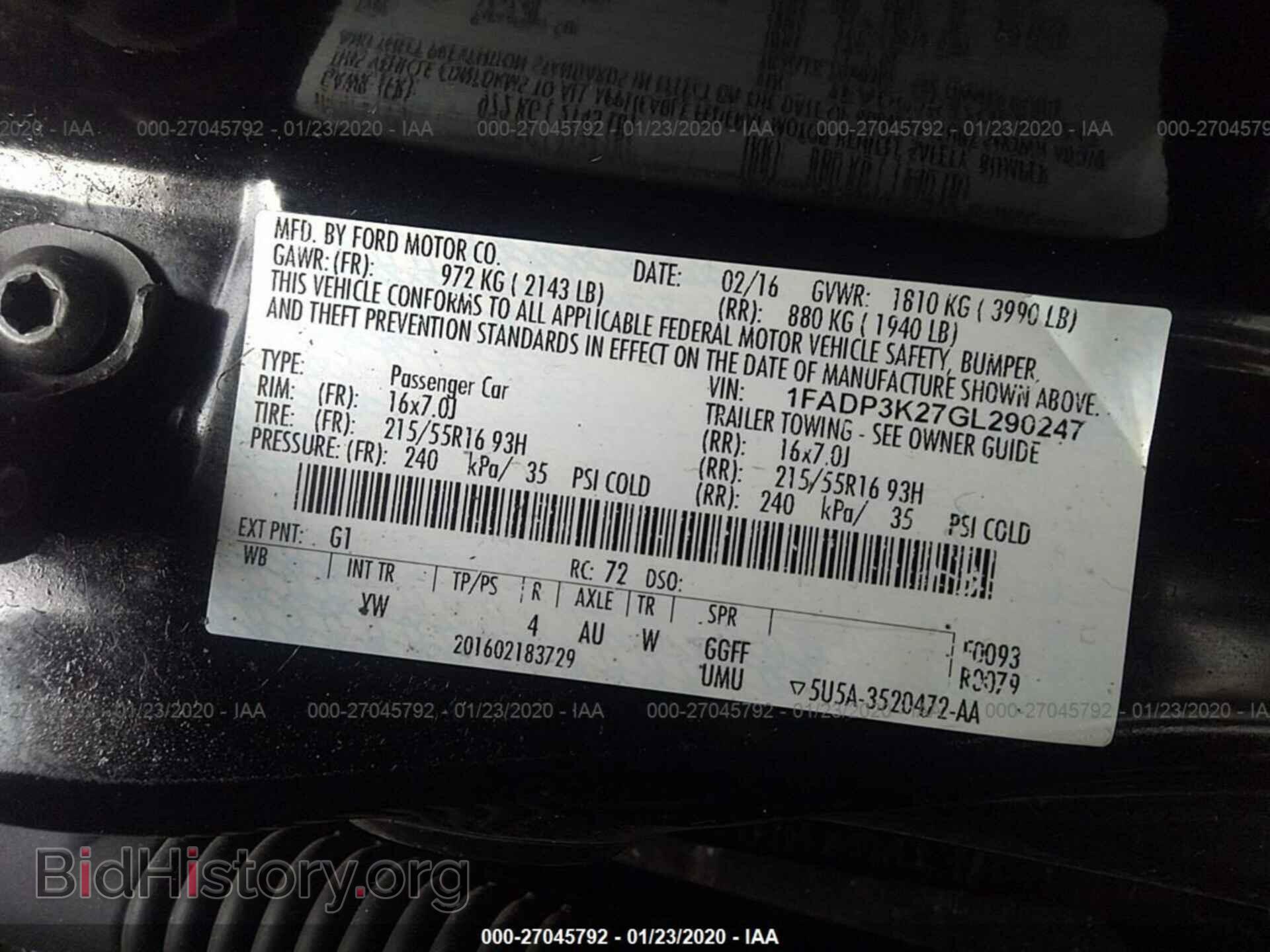 2016 FORD FOCUS - VIN: 1FADP3K27GL290247 - Фото 9