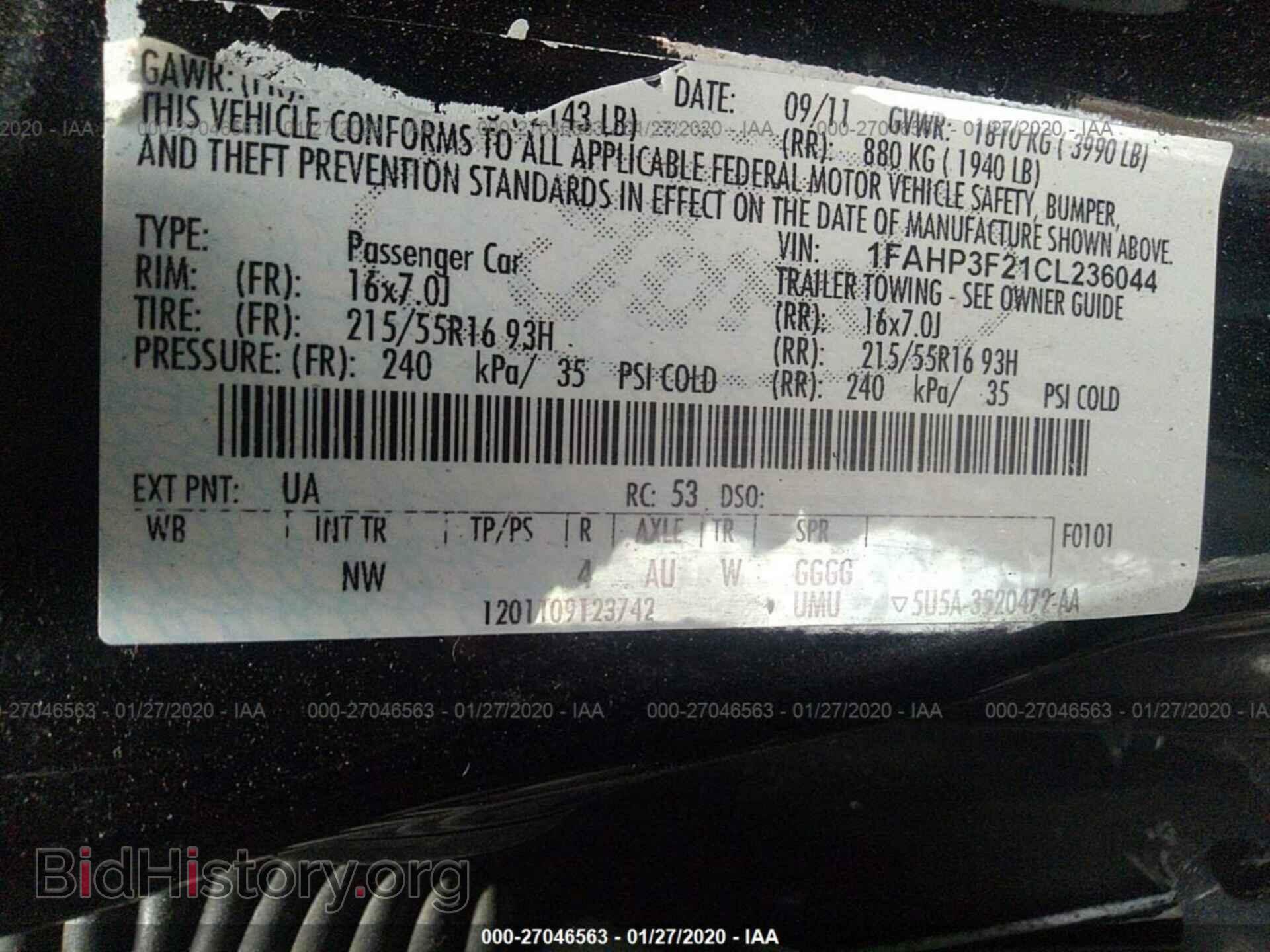 2012 FORD FOCUS - VIN: 1FAHP3F21CL236044 - Фото 9