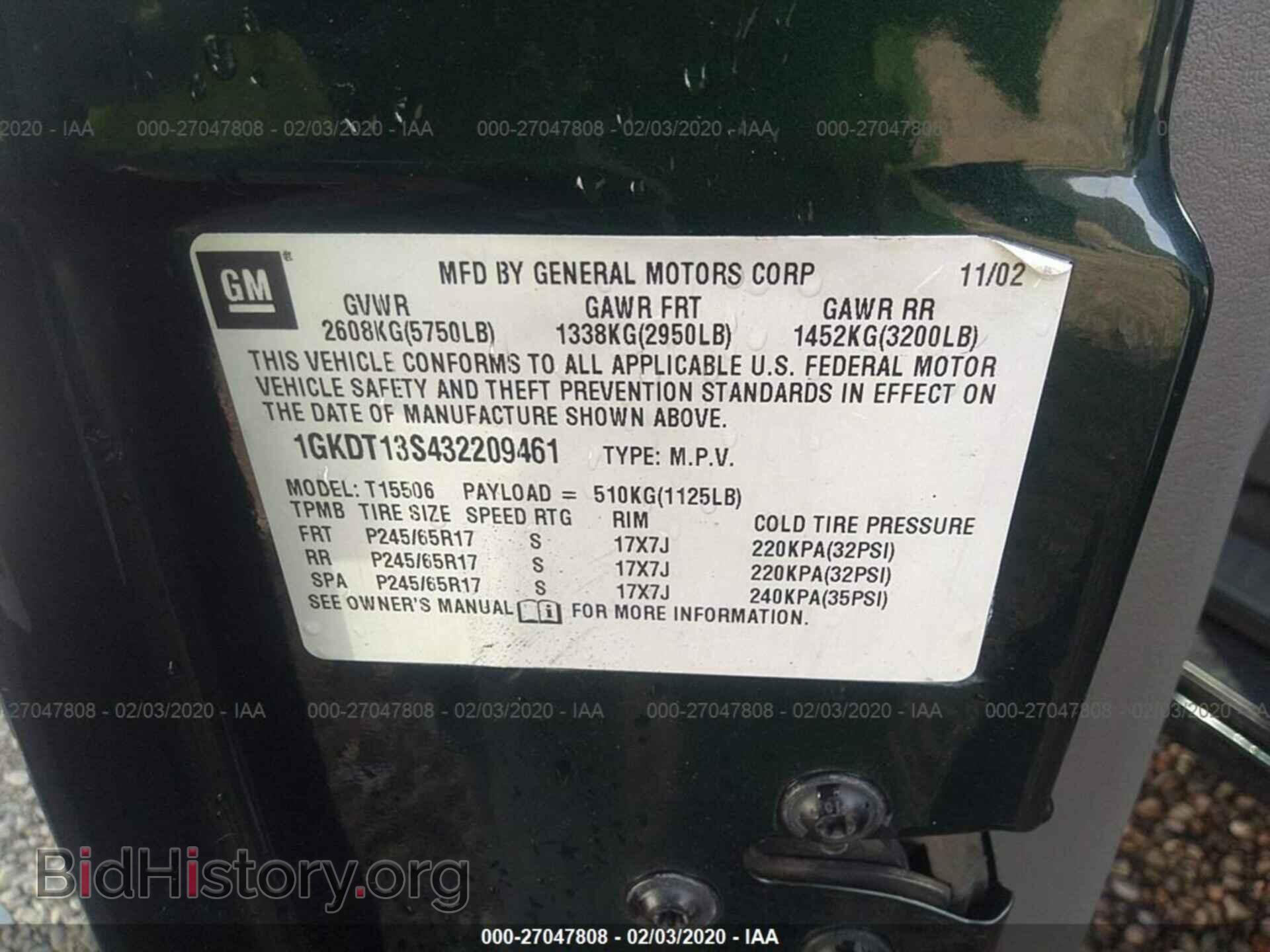 2003 GMC ENVOY - VIN: 1GKDT13S432209461 - Фото 9