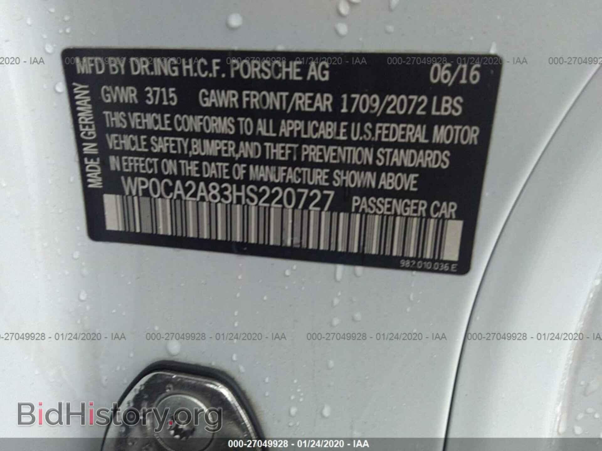 2017 PORSCHE BOXSTER - VIN: WP0CA2A83HS220727 - Photo 9