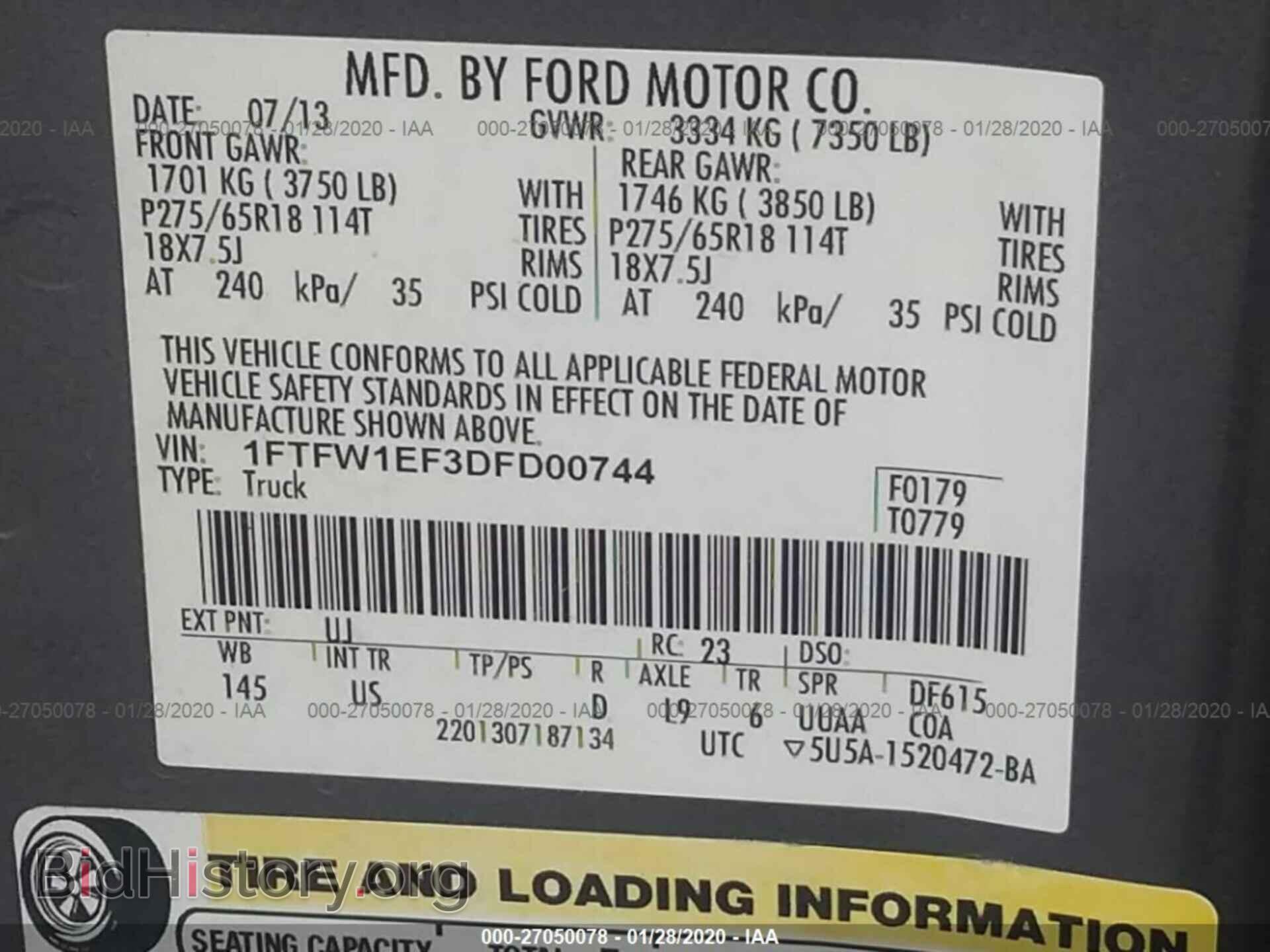 2013 FORD F150 - VIN: 1FTFW1EF3DFD00744 - Photo 9
