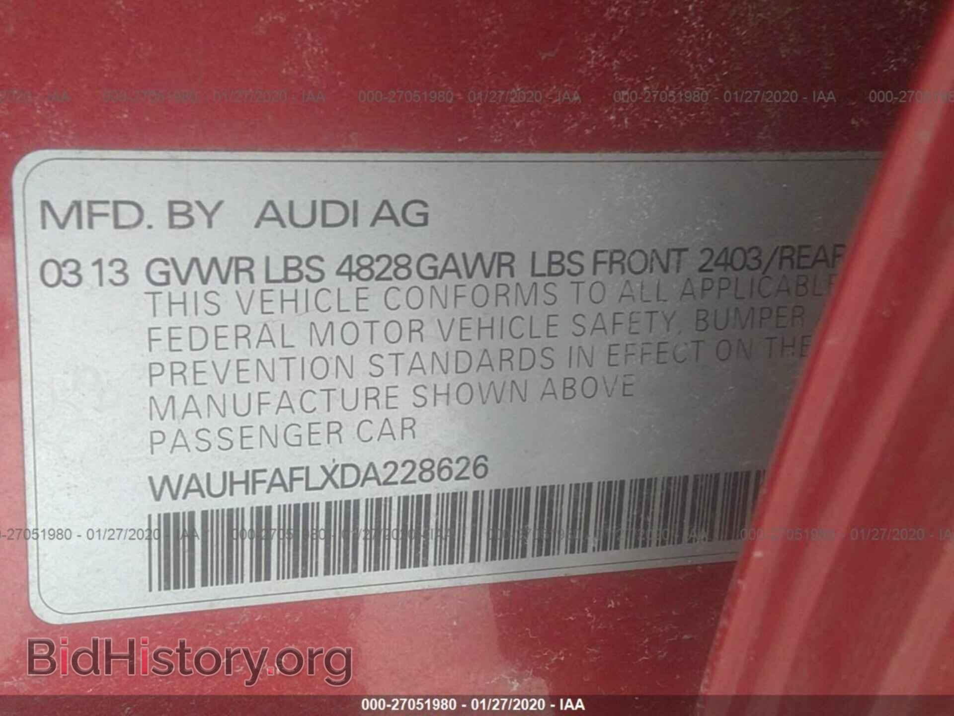 2013 AUDI A4 - VIN: WAUHFAFLXDA228626 - Фото 9