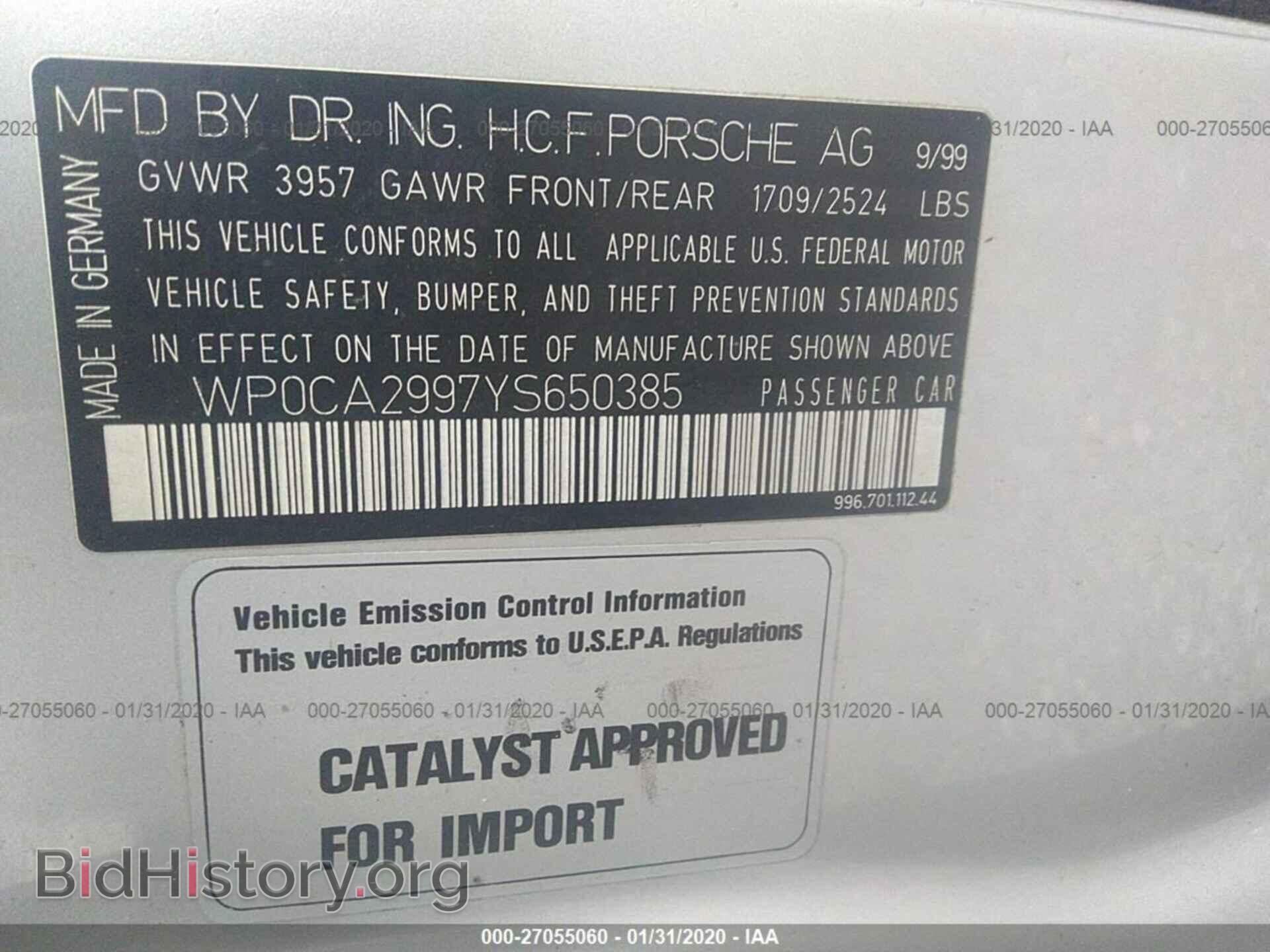 2000 PORSCHE 911 - VIN: WP0CA2997YS650385 - Фото 9