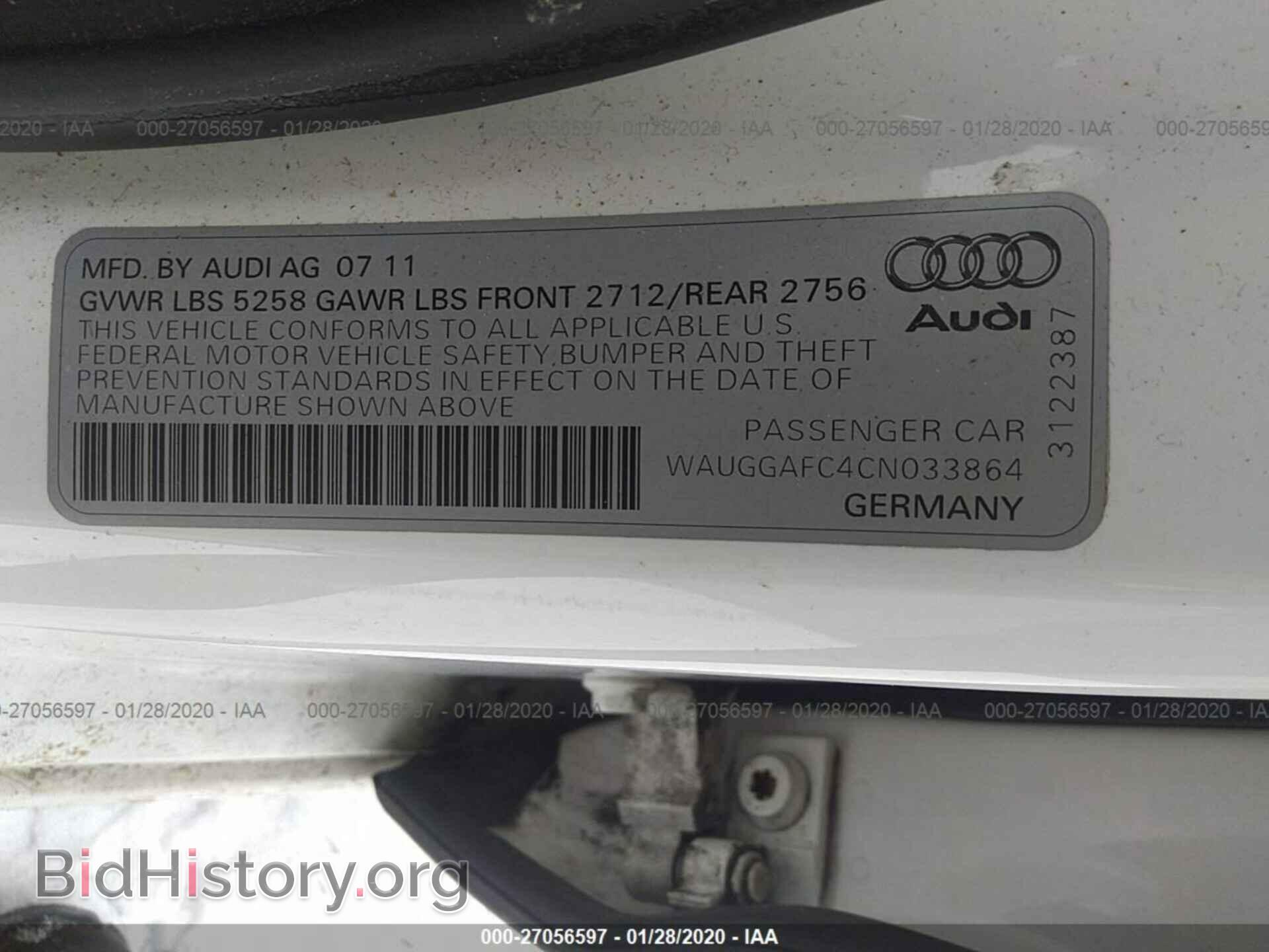 2012 AUDI A6 - VIN: WAUGGAFC4CN033864 - Фото 9