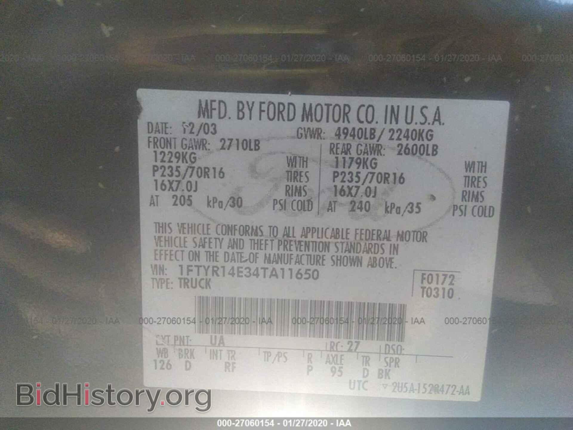 2004 FORD RANGER - VIN: 1FTYR14E34TA11650 - Фото 9