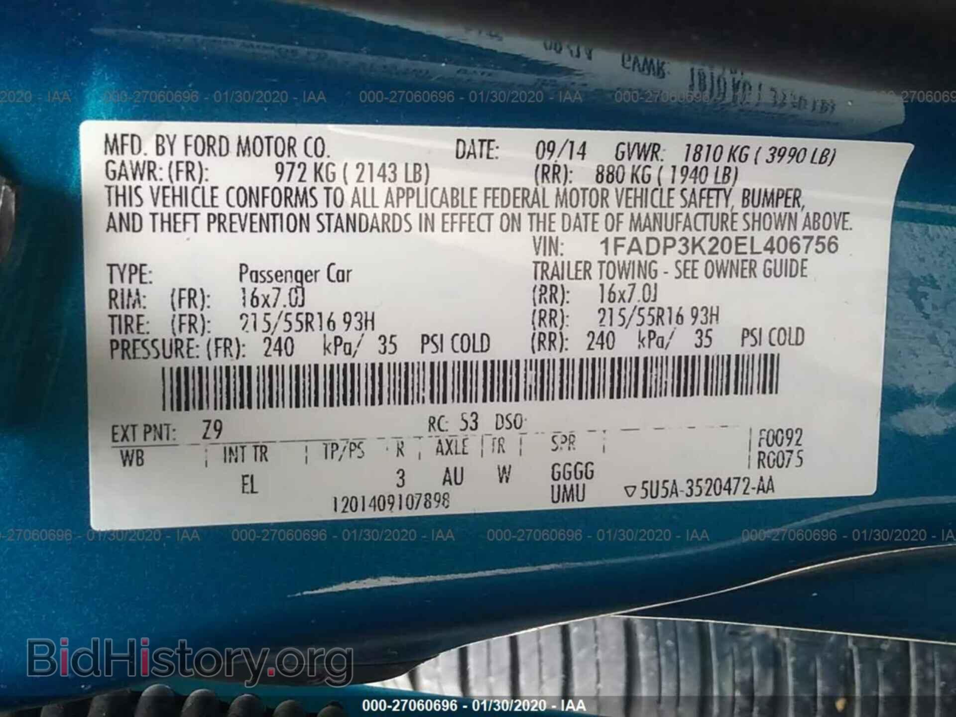 2014 FORD FOCUS - VIN: 1FADP3K20EL406756 - Photo 9