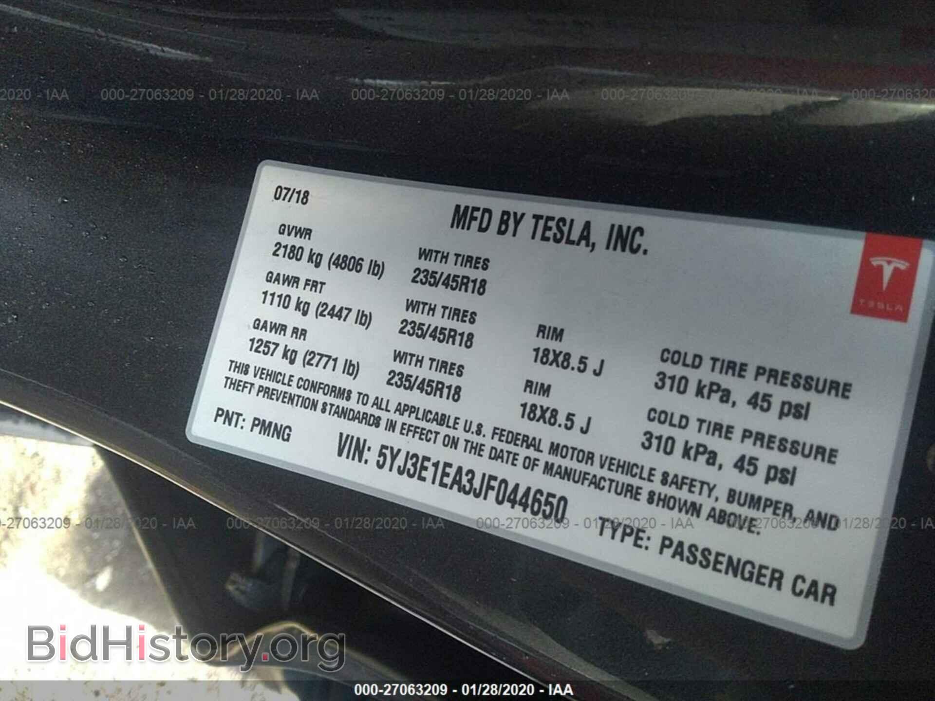 2018 TESLA MODEL 3 - VIN: 5YJ3E1EA3JF044650 - Photo 9