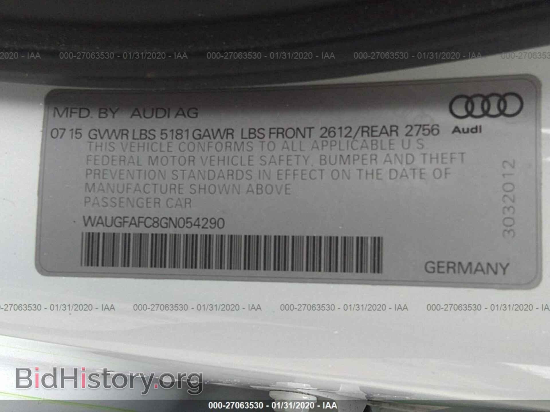 2016 AUDI A6 - VIN: WAUGFAFC8GN054290 - Фото 9