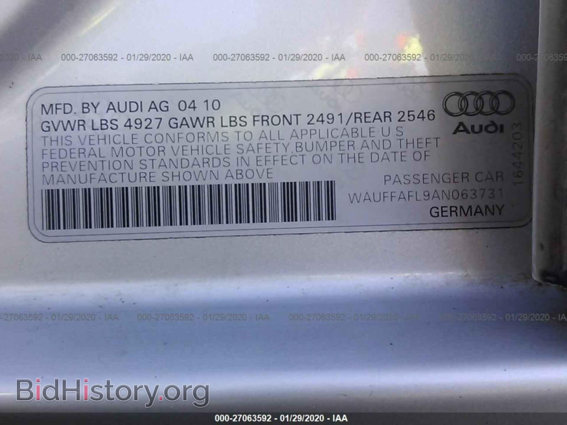 2010 AUDI A4 - VIN: WAUFFAFL9AN063731 - Фото 9