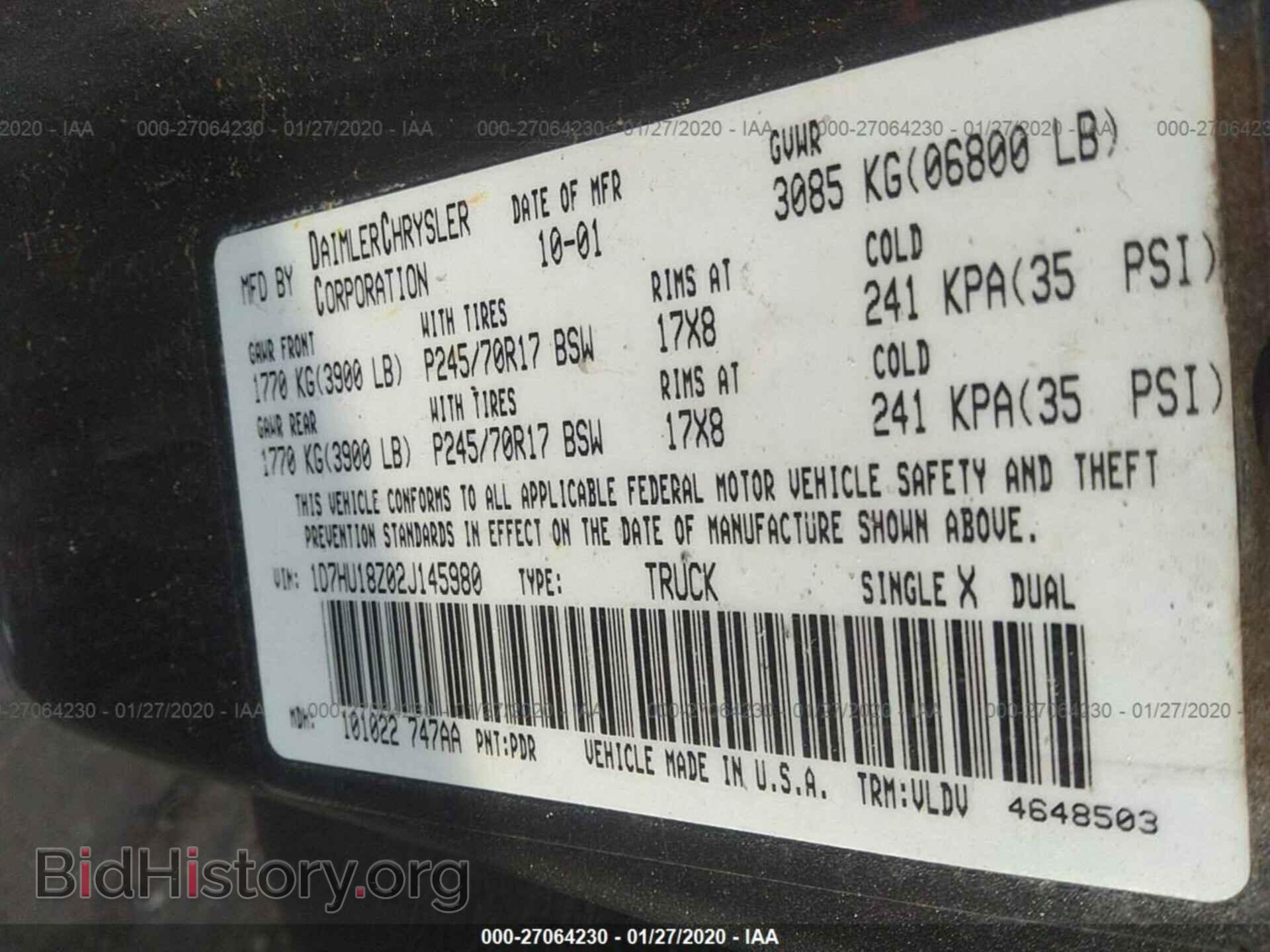 2002 DODGE RAM 1500 - VIN: 1D7HU18Z02J145980 - Фото 9