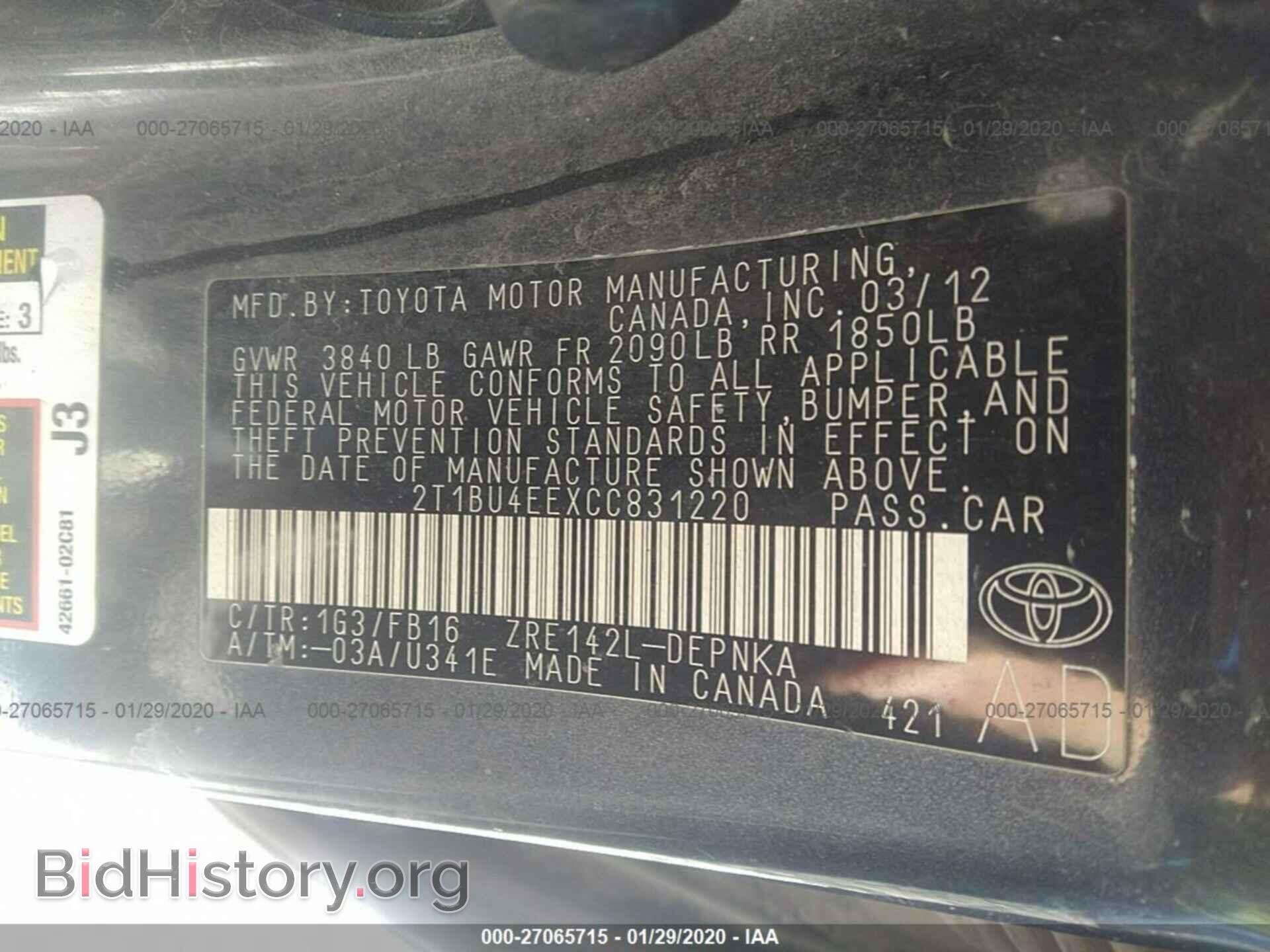 2012 TOYOTA COROLLA - VIN: 2T1BU4EEXCC831220 - Photo 9