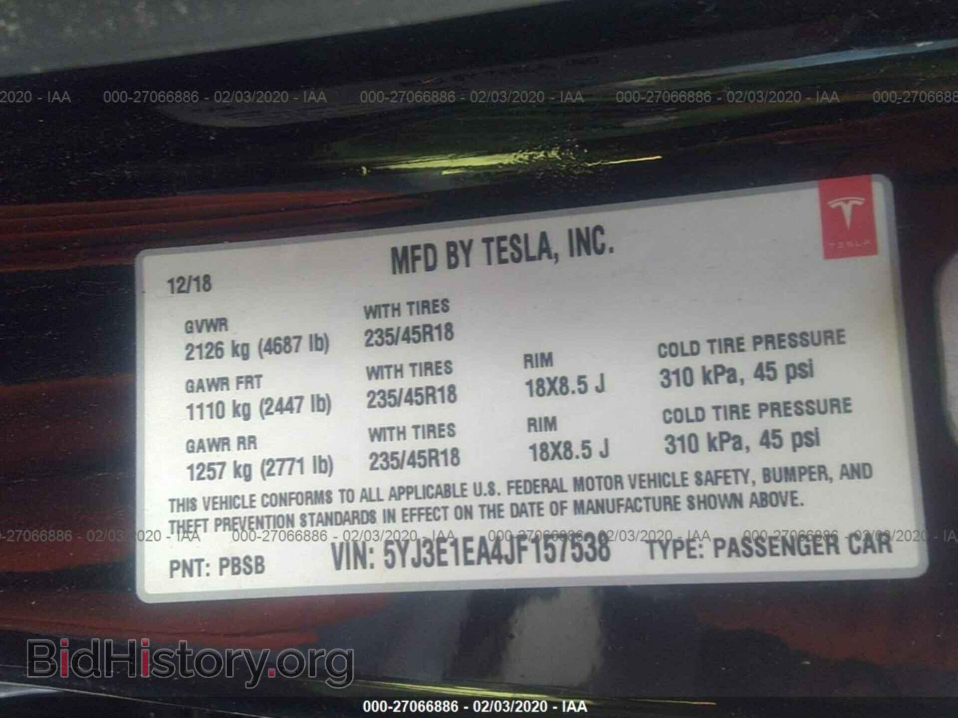 2018 TESLA MODEL 3 - VIN: 5YJ3E1EA4JF157538 - Photo 9