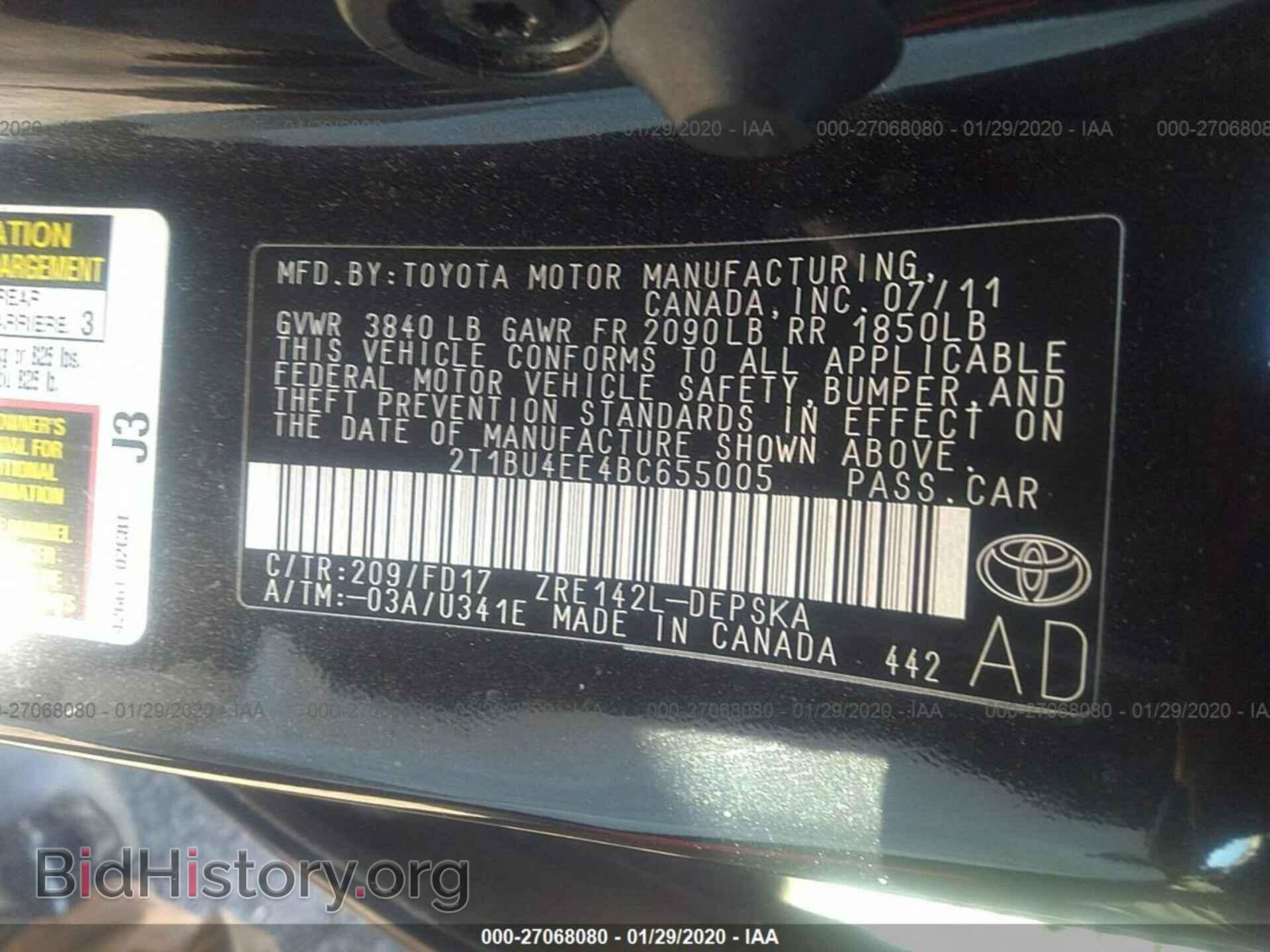 2011 TOYOTA COROLLA - VIN: 2T1BU4EE4BC655005 - Фото 9