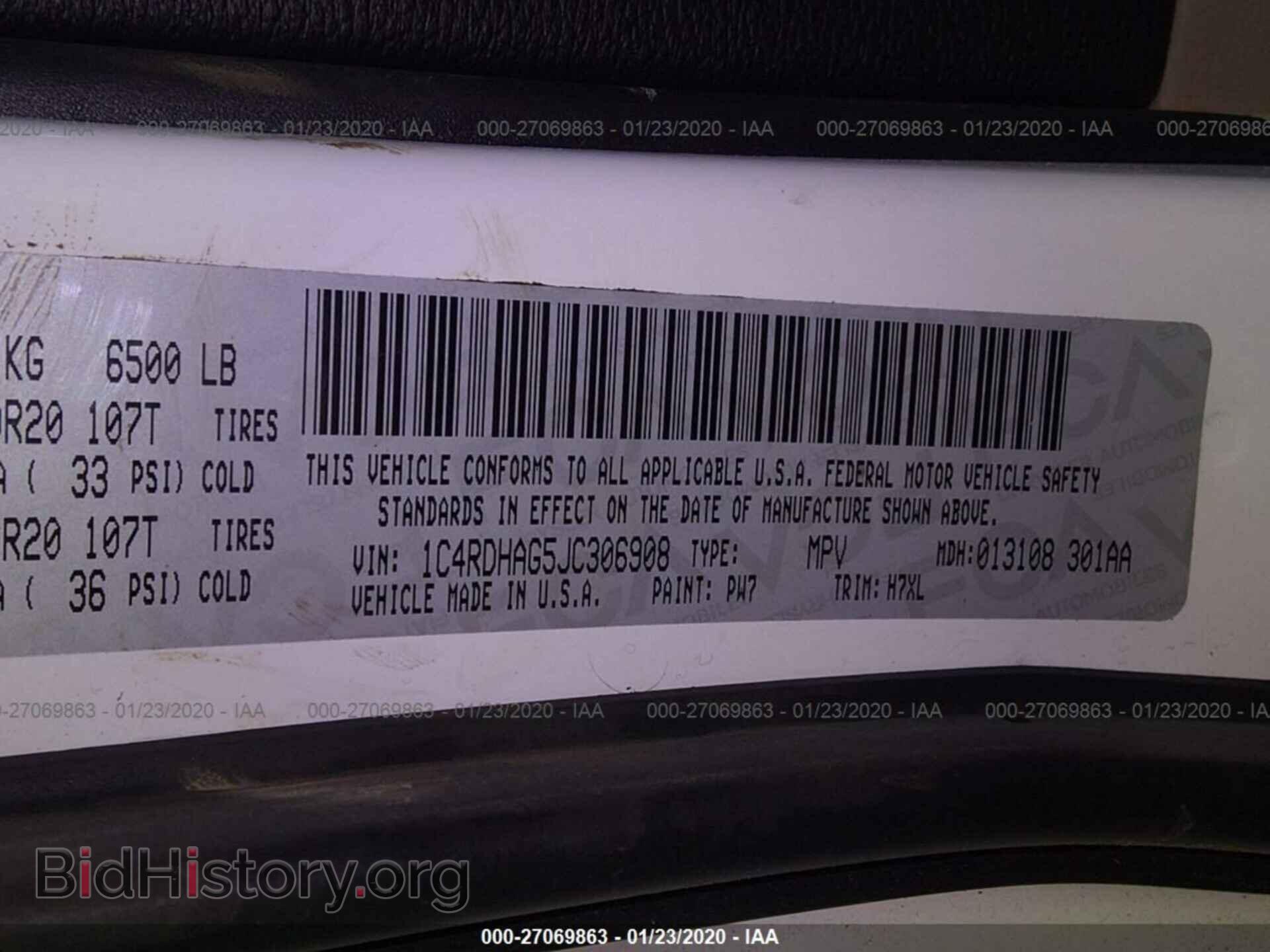 2018 DODGE DURANGO - VIN: 1C4RDHAG5JC306908 - Фото 9