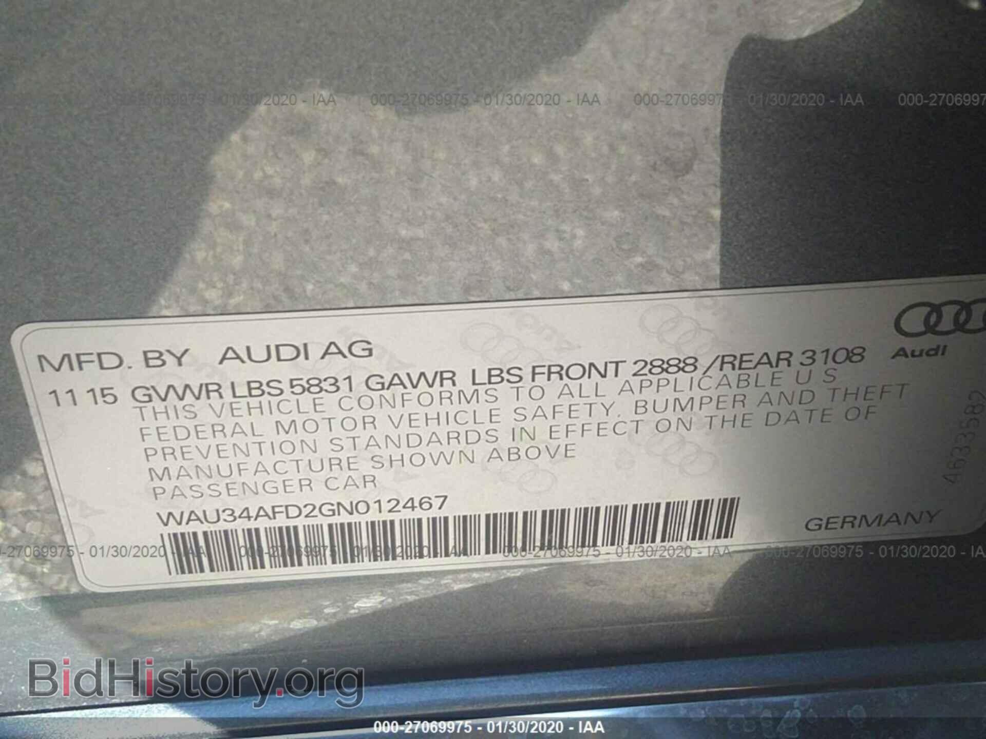 2016 AUDI A8 - VIN: WAU34AFD2GN012467 - Photo 9