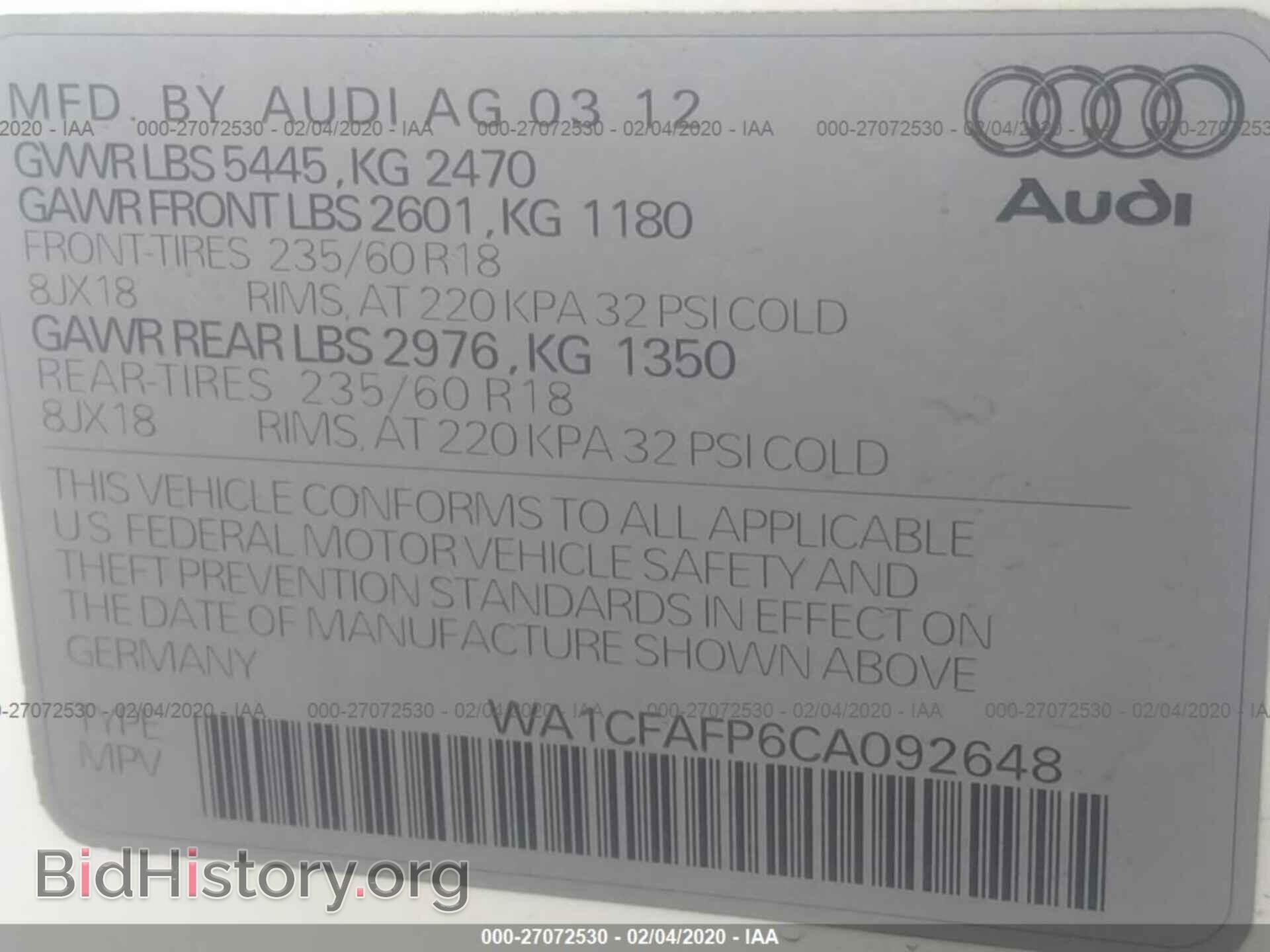 2012 AUDI Q5 - VIN: WA1CFAFP6CA092648 - Photo 9