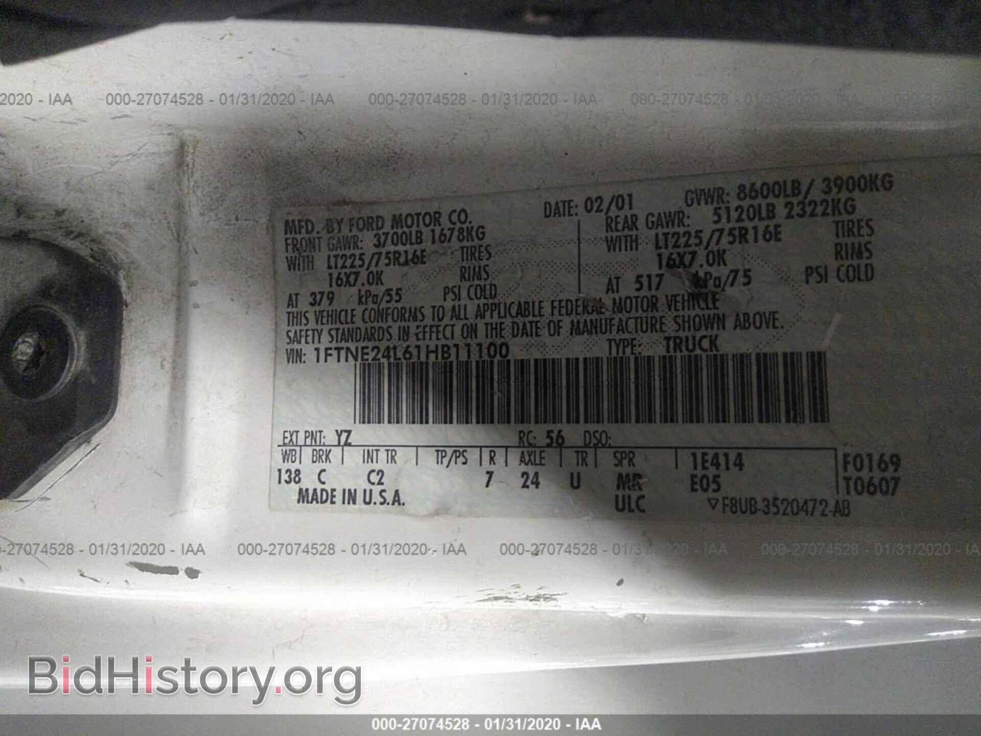 2001 FORD ECONOLINE - VIN: 1FTNE24L61HB11100 - Photo 9
