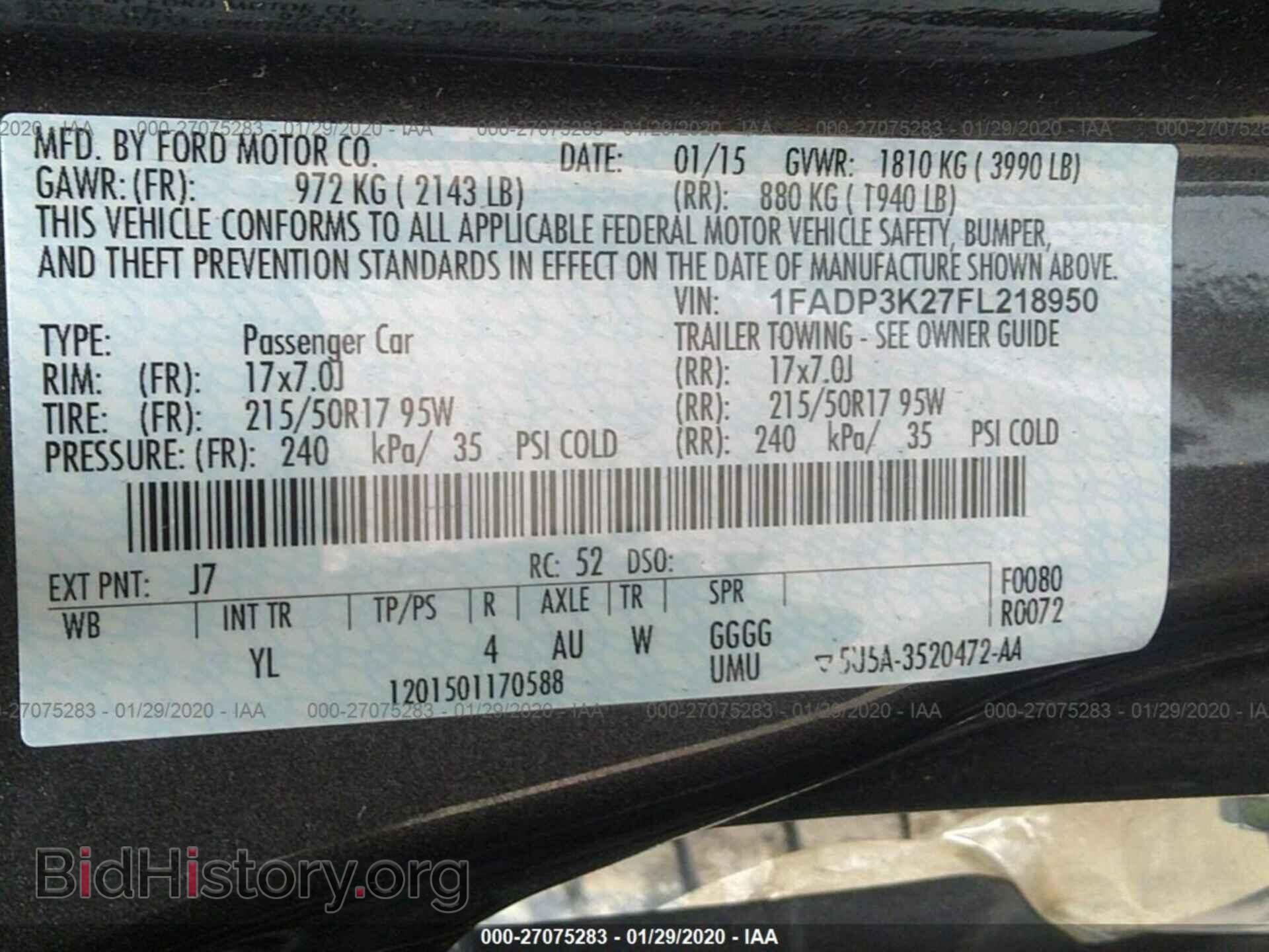 2015 FORD FOCUS - VIN: 1FADP3K27FL218950 - Фото 9