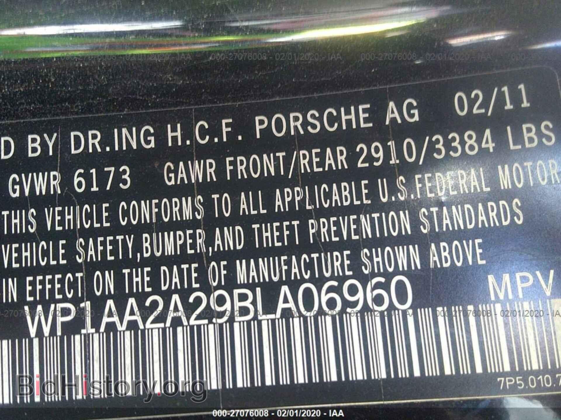 2011 PORSCHE CAYENNE - VIN: WP1AA2A29BLA06960 - Фото 9
