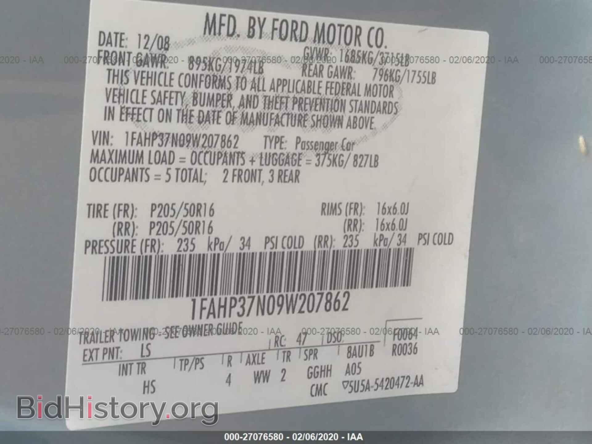 2009 FORD FOCUS - VIN: 1FAHP37N09W207862 - Фото 9
