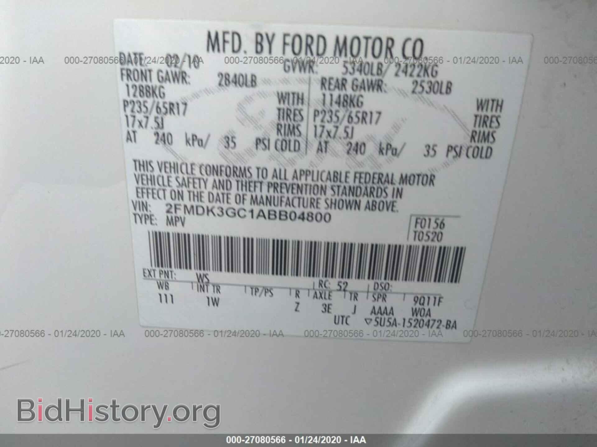 2010 FORD EDGE - VIN: 2FMDK3GC1ABB04800 - Photo 9