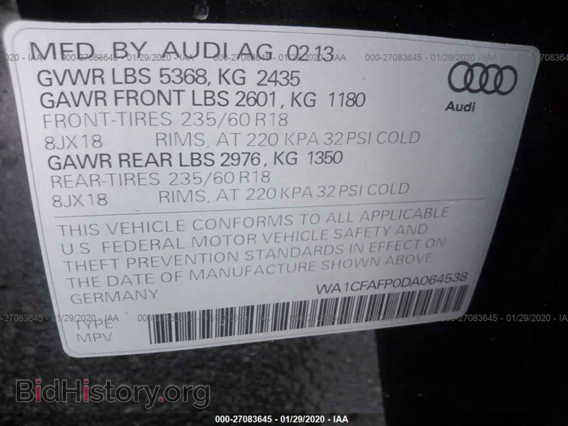 2013 AUDI Q5 - VIN: WA1CFAFP0DA064538 - Photo 9