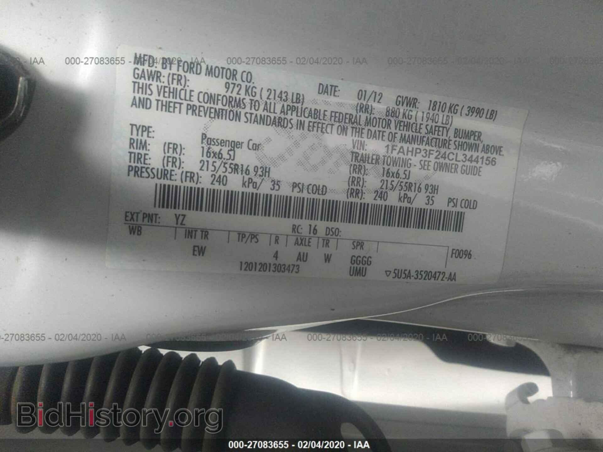 2012 FORD FOCUS - VIN: 1FAHP3F24CL344156 - Фото 9