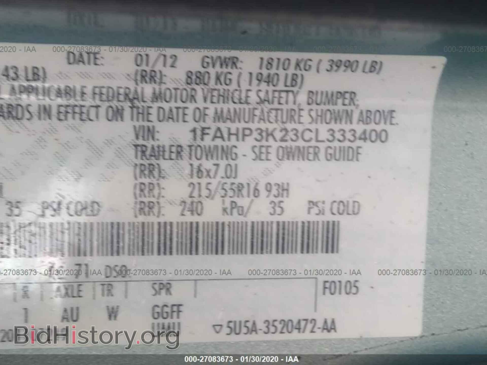 2012 FORD FOCUS - VIN: 1FAHP3K23CL333400 - Фото 9