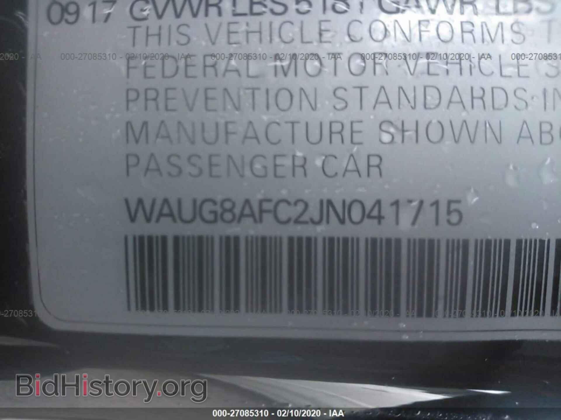 2018 AUDI A6 - VIN: WAUG8AFC2JN041715 - Фото 9