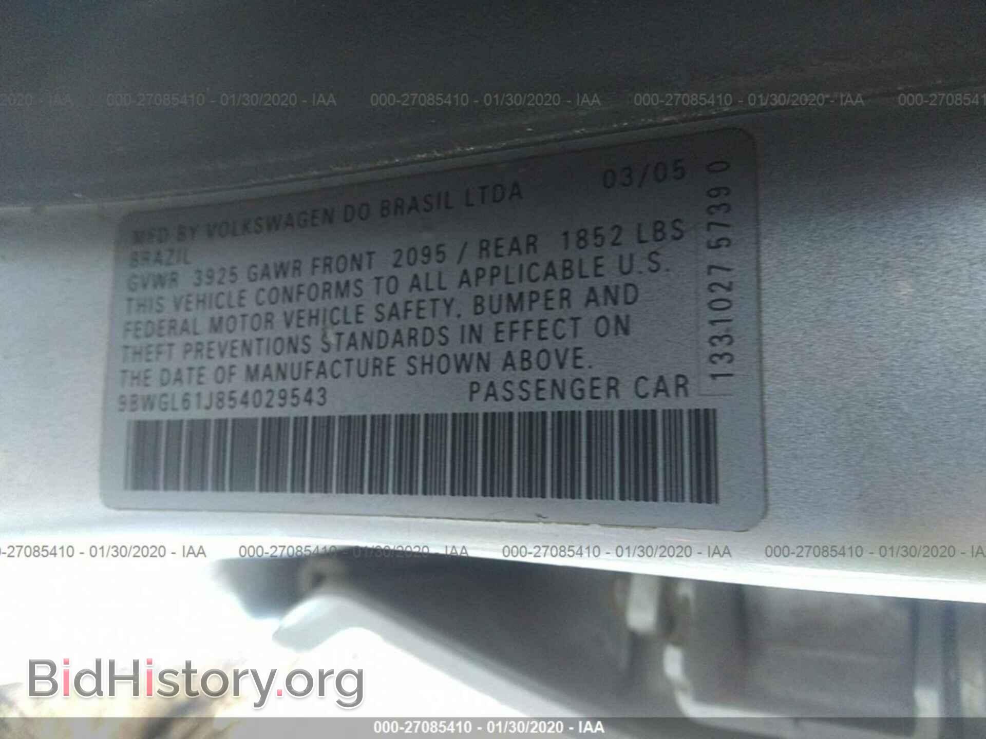 2005 VOLKSWAGEN GOLF - VIN: 9BWGL61J854029543 - Фото 9