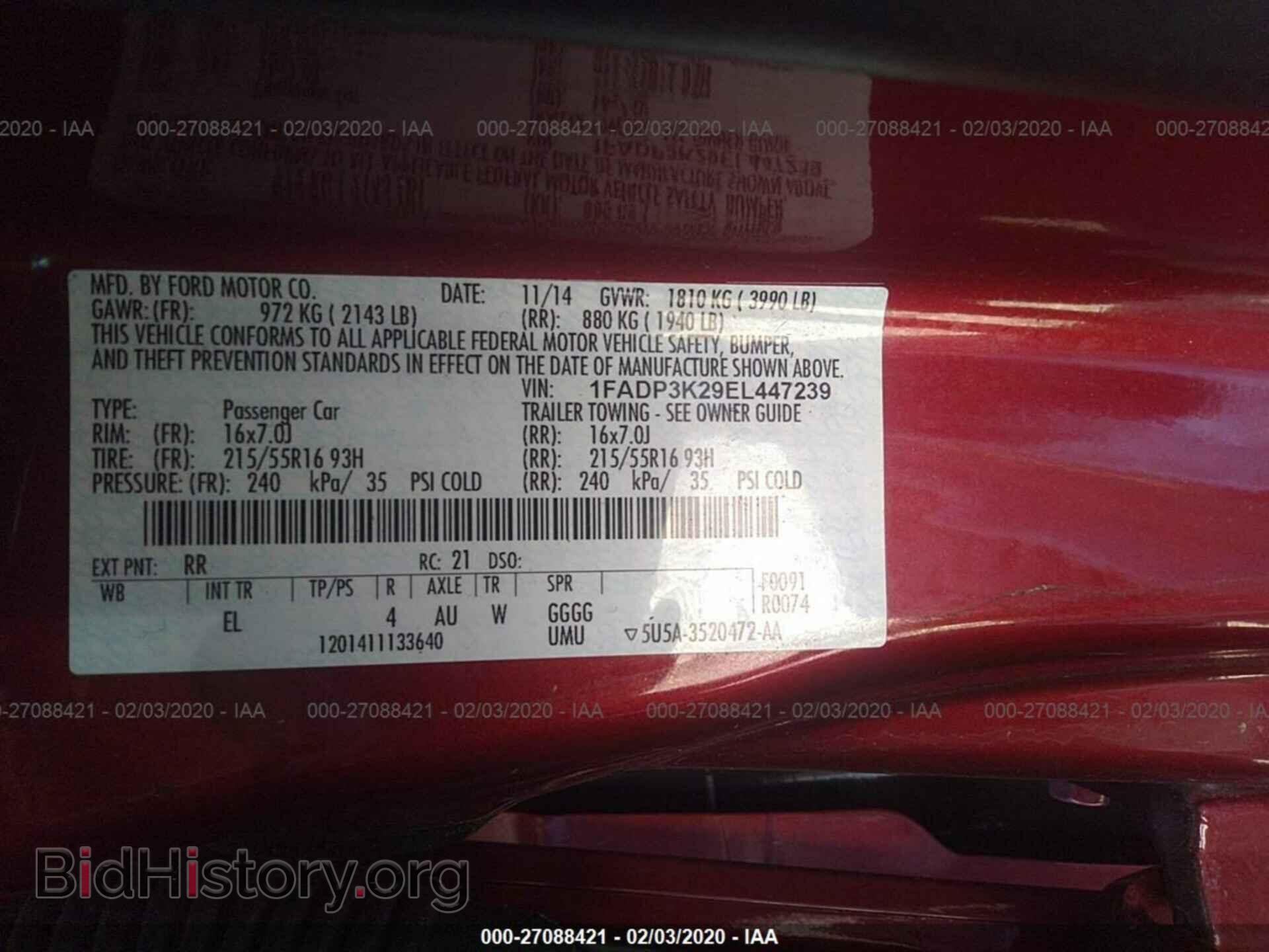 2014 FORD FOCUS - VIN: 1FADP3K29EL447239 - Фото 9