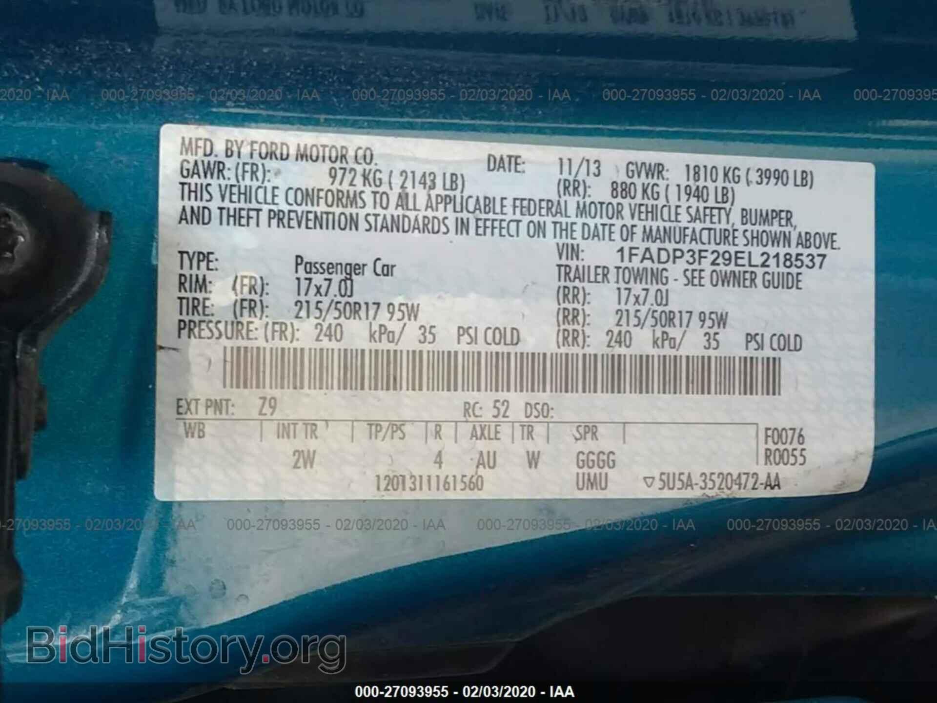 2014 FORD FOCUS - VIN: 1FADP3F29EL218537 - Фото 9