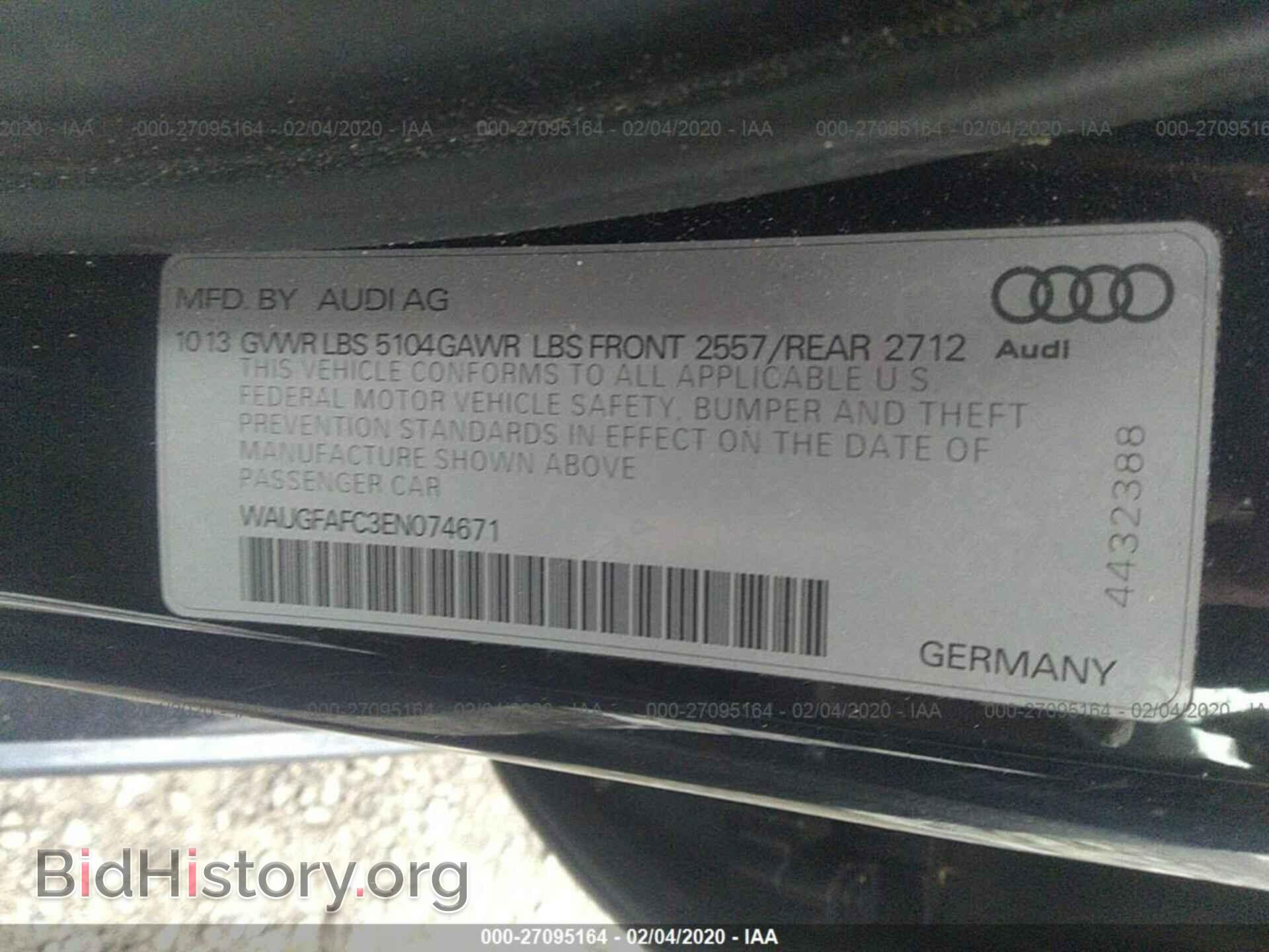 2014 AUDI A6 - VIN: WAUGFAFC3EN074671 - Фото 9
