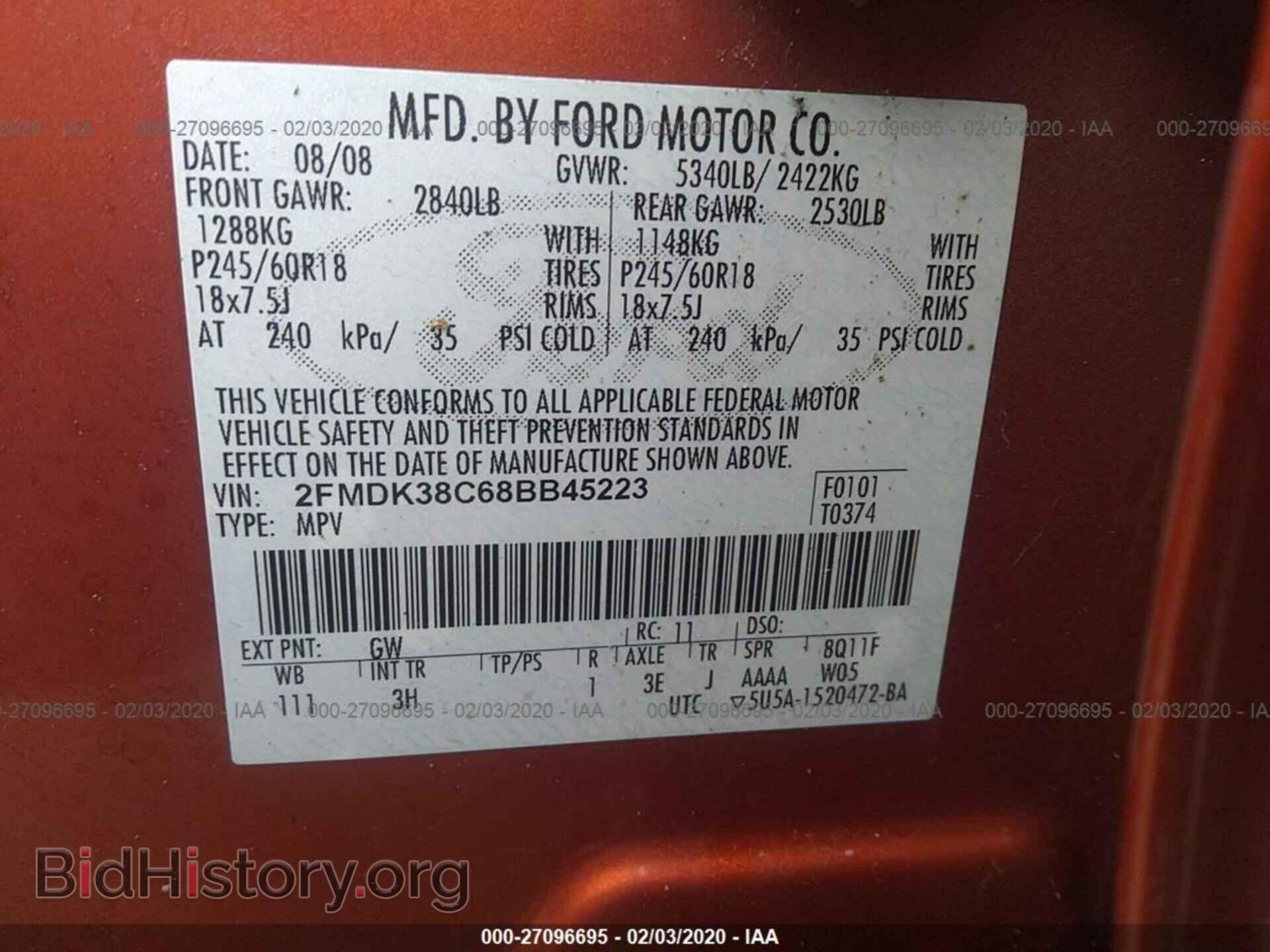 2008 FORD EDGE - VIN: 2FMDK38C68BB45223 - Photo 9